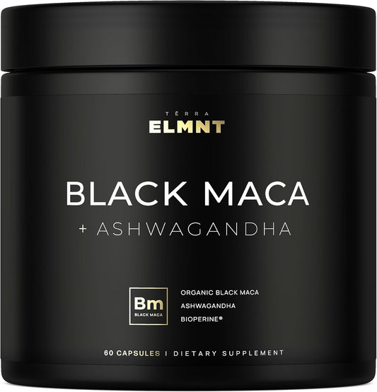 40,000Mg 40X Strength Organic Black Maca Root + Ashwagandha - #1 Highest Potency Black Maca Root Capsules for Men Supplement 100% Pure Maca Peruana 40:1 Extract Maca Powder Pills Male Booster TLBH