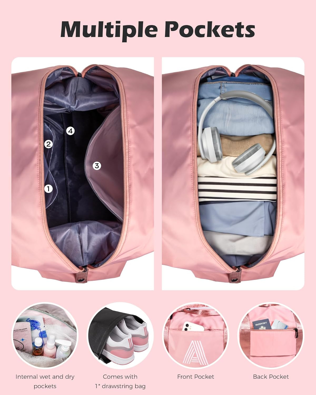 Bridesmaid Gifts, Teacher Appreciation Gift, Initial Travel Duffel Bag, Kids Duffel Bag,Personalized Weekender Bag, Birthday Gifts for Women Gifts for Teen Girls (Letter S)