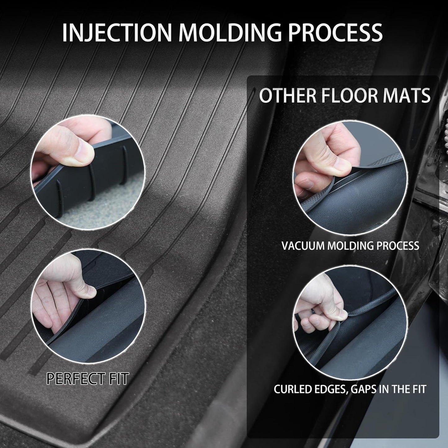 Floor Mats for 2024-2025 Tesla Model 3 Highland-Premium Flagship Version (Luxury) Custom Fit All-Weather Cargo Liner Rear Cargo Tray Trunk Floor Mat Interior Accessories*6Pcs