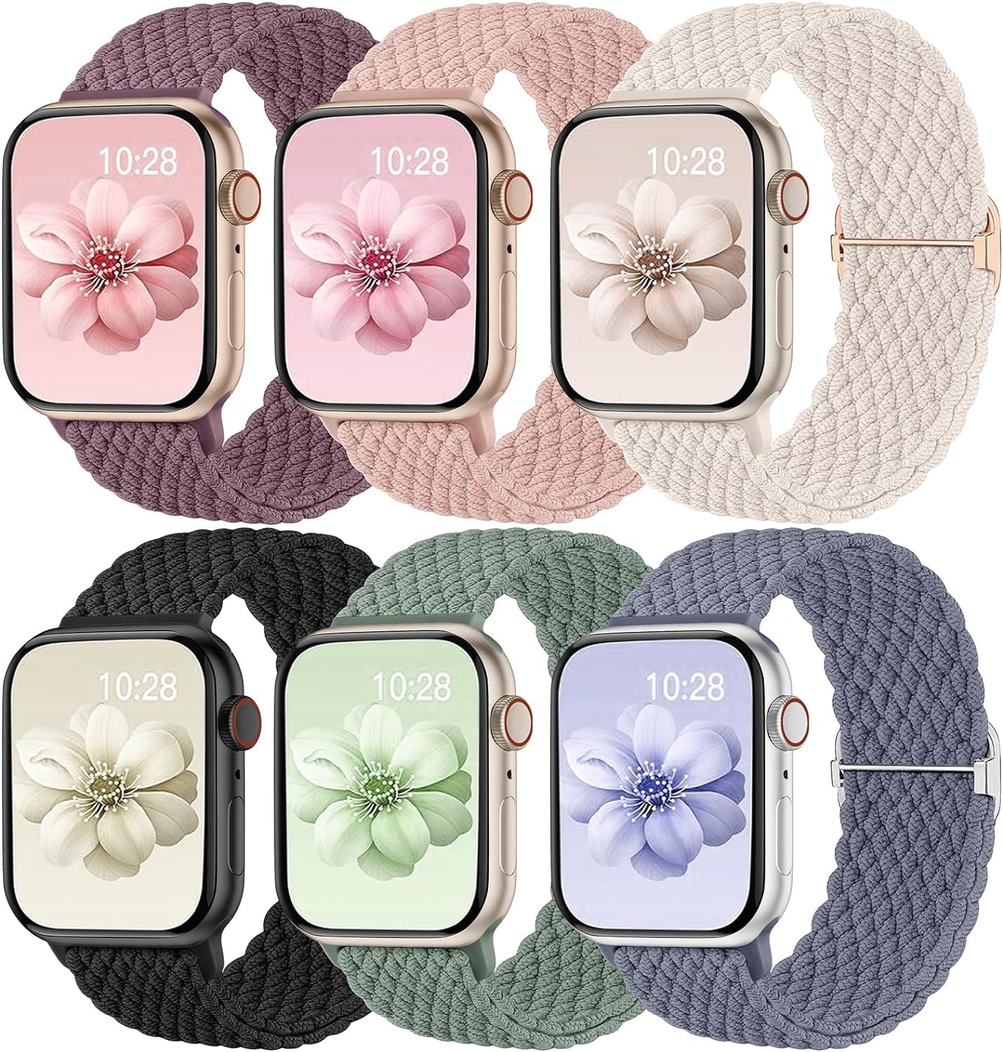 Braided Stretchy Bands Compatible with Apple Watch Band 38Mm 40Mm 41Mm 42Mm 44Mm 45Mm 49Mm Women Men, Adjustable Soft Strap Compatible with Iwatch Series 9 8 7 6 5 4 3 2 1 SE Ultra/Ultra 2