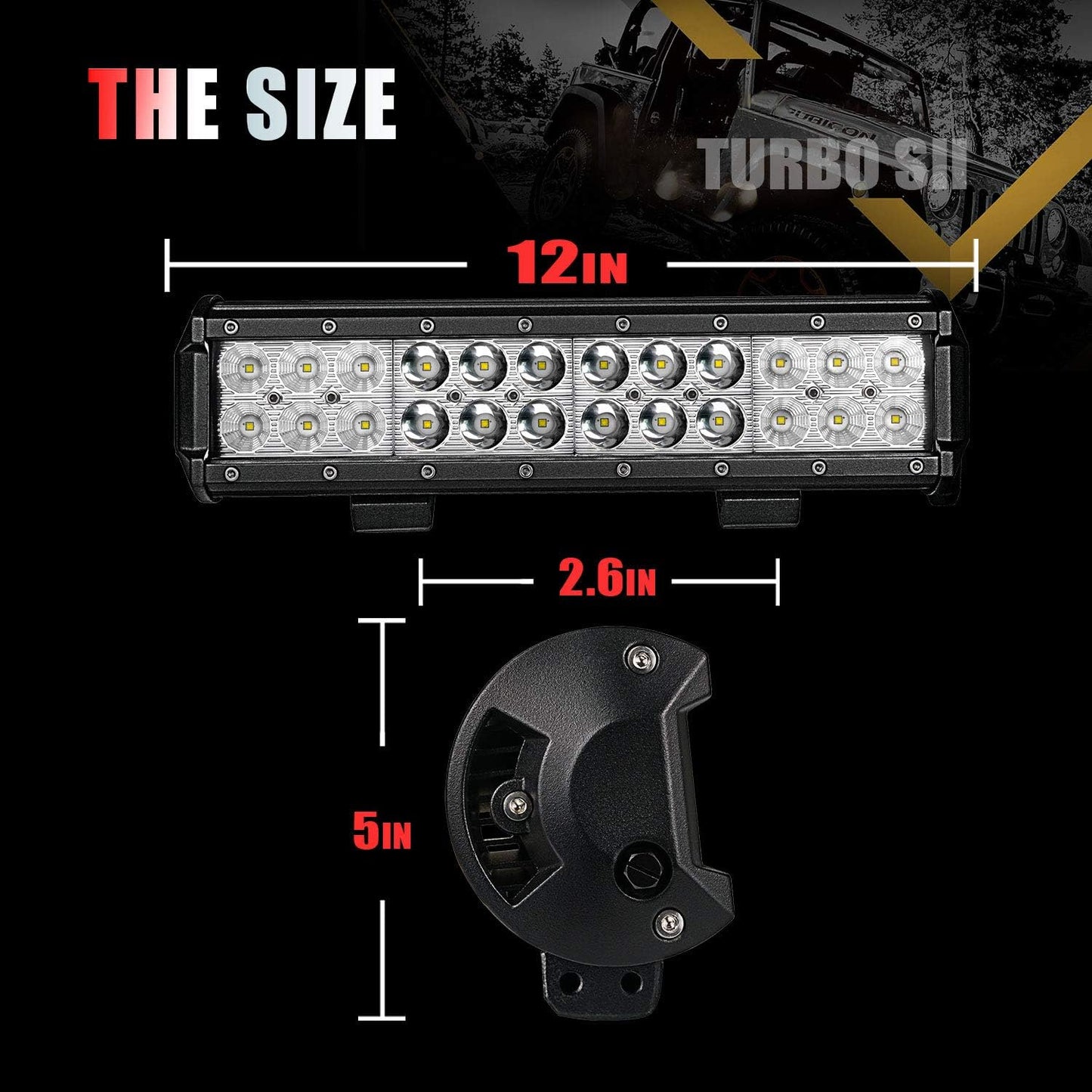 12 Inch LED Light Bar Spot Flood Combo Beam 180W Double Row Light Bar off Road Driving Led Work Lights for UTV ATV Truck Boat Waterproof