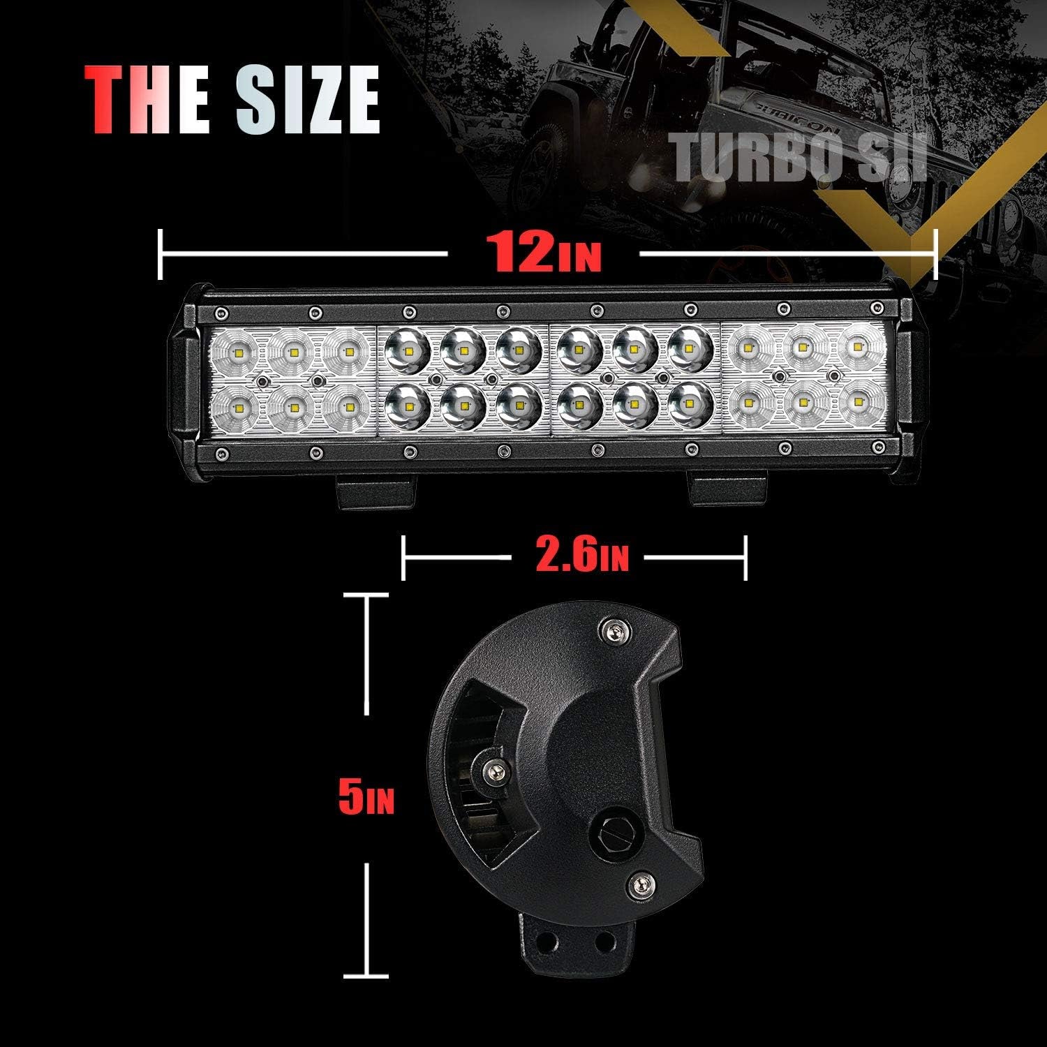12 Inch LED Light Bar Spot Flood Combo Beam 180W Double Row Light Bar off Road Driving Led Work Lights for UTV ATV Truck Boat Waterproof