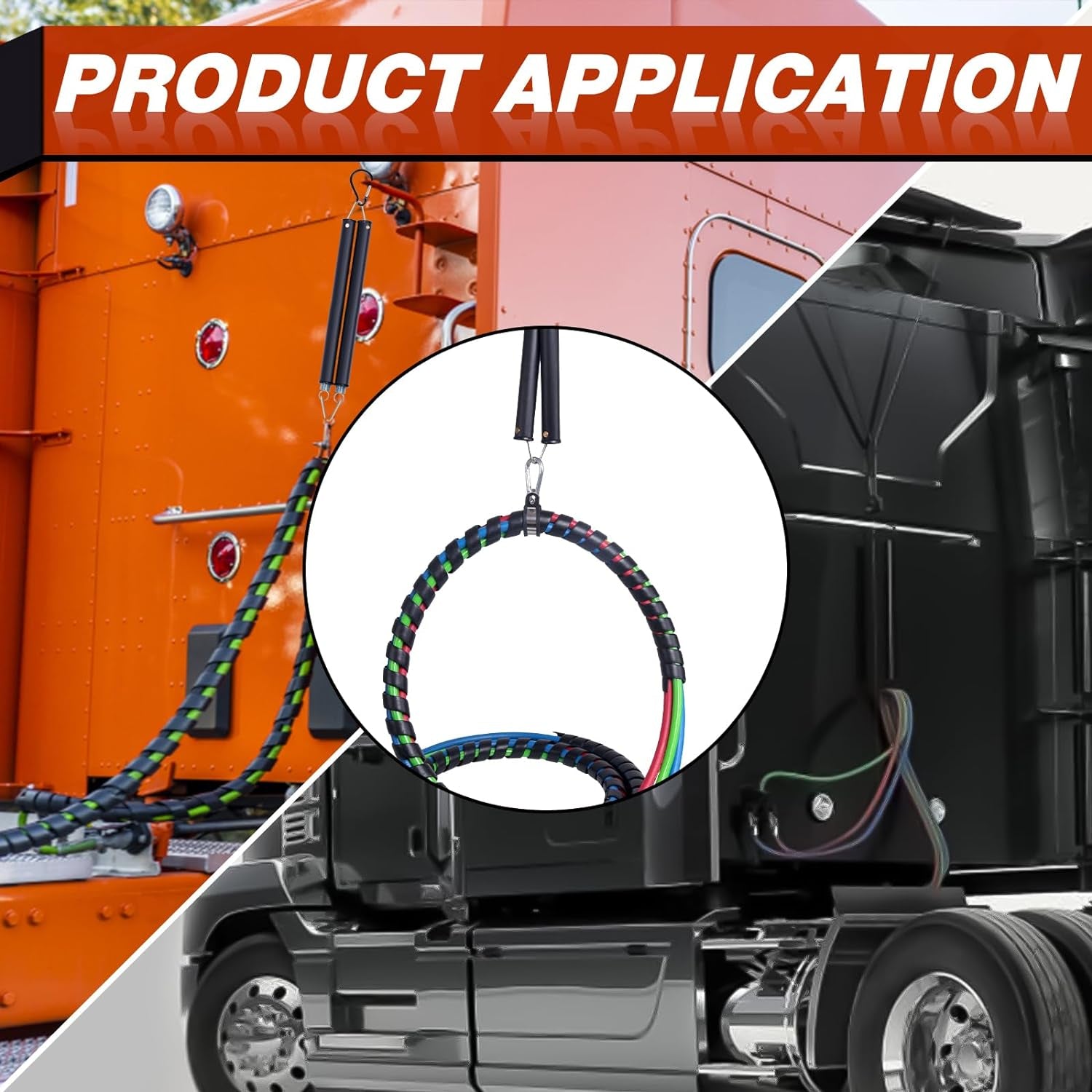 20" Double Tender Spring Kit with Trailer Hose Holder Heavy Duty Tender Spring for Semi Truck Air Lines Kit 3 in 1 Air Lines Holder for Semi Truck Trailer Tractor