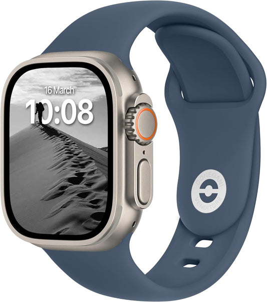 SB Sport Band Compatible with Apple Watch Bands Women Ultra Se 49Mm 45Mm 44Mm 42Mm 41Mm 40Mm 38Mm Men Series 9 8 7 6 5 4 3 2 1 Iwatch Strap Silicone Abyss Blue