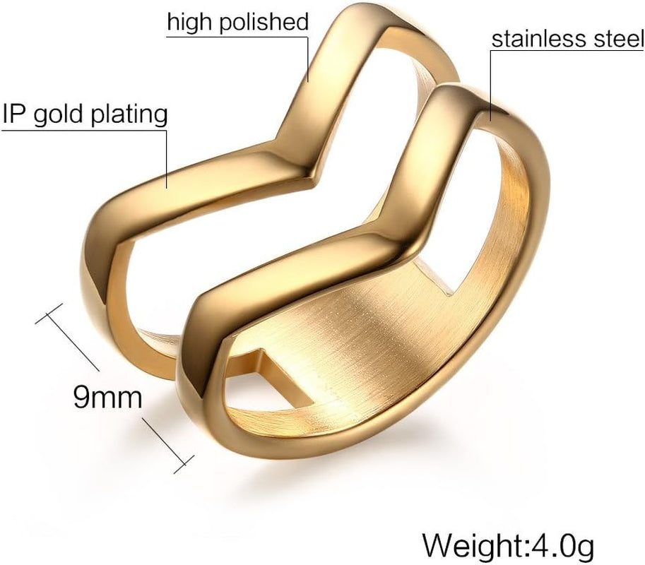 Fashion 18K Gold Plated Stainless Steel Ring for Women