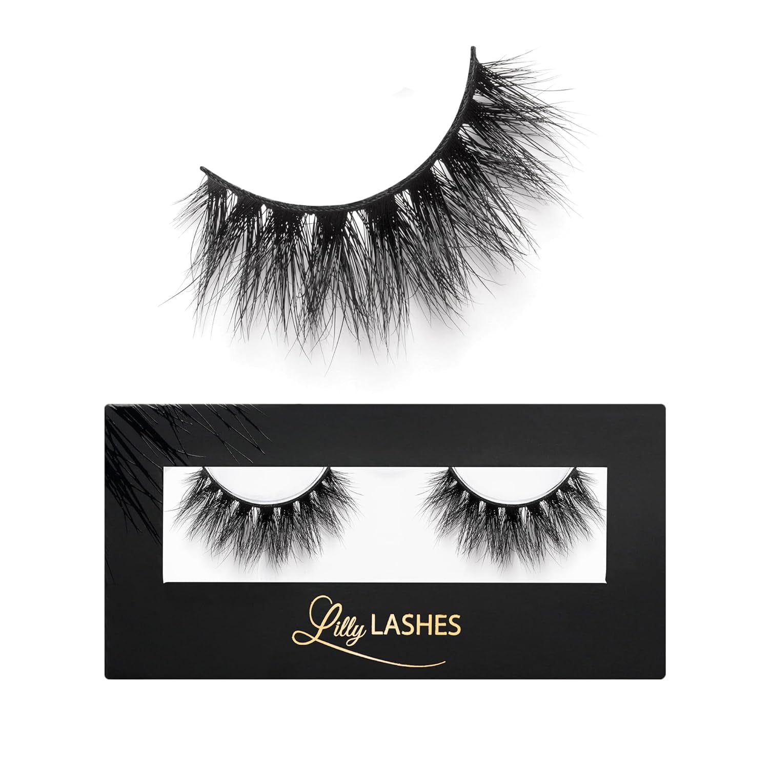 Miami Flare 3D Mink Lashes, Mink Eyelashes, the Original Lilly Lash for Wispy & Natural Look, Reusable Eyelashes up to 25X, Fluffy Lashes, Strip Lashes, Lash Glue Not Included