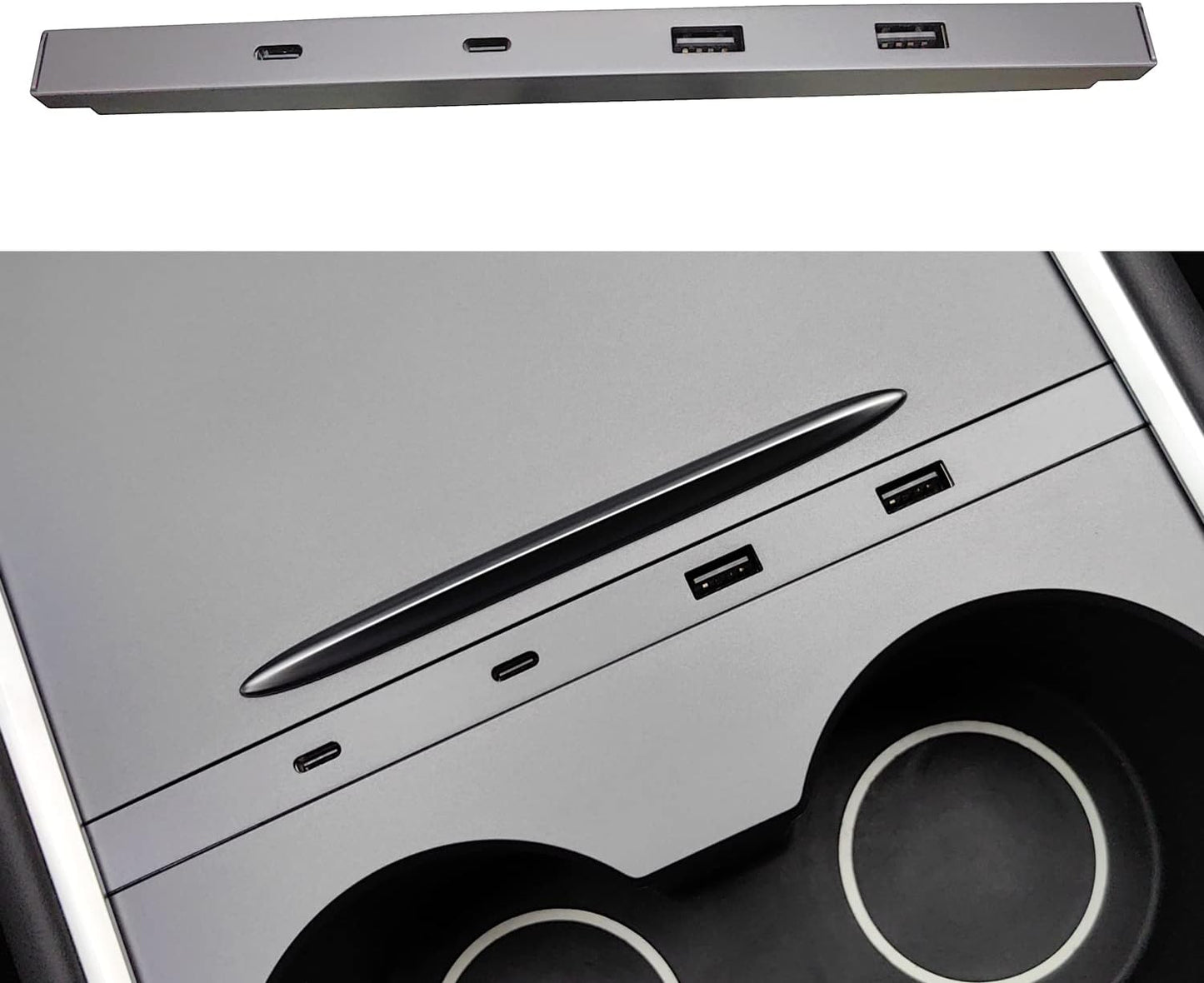 Center Console USB Hub for Tesla Model Y (2021-2024) and Tesla Model 3 (2021-2023), Support USB-C Fast Charging Multi Port Tesla Phone Charger, Tesla Model Y/3 Accessories OEM Fit Center Console