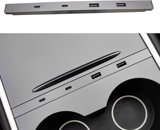 Center Console USB Hub for Tesla Model Y (2021-2024) and Tesla Model 3 (2021-2023), Support USB-C Fast Charging Multi Port Tesla Phone Charger, Tesla Model Y/3 Accessories OEM Fit Center Console