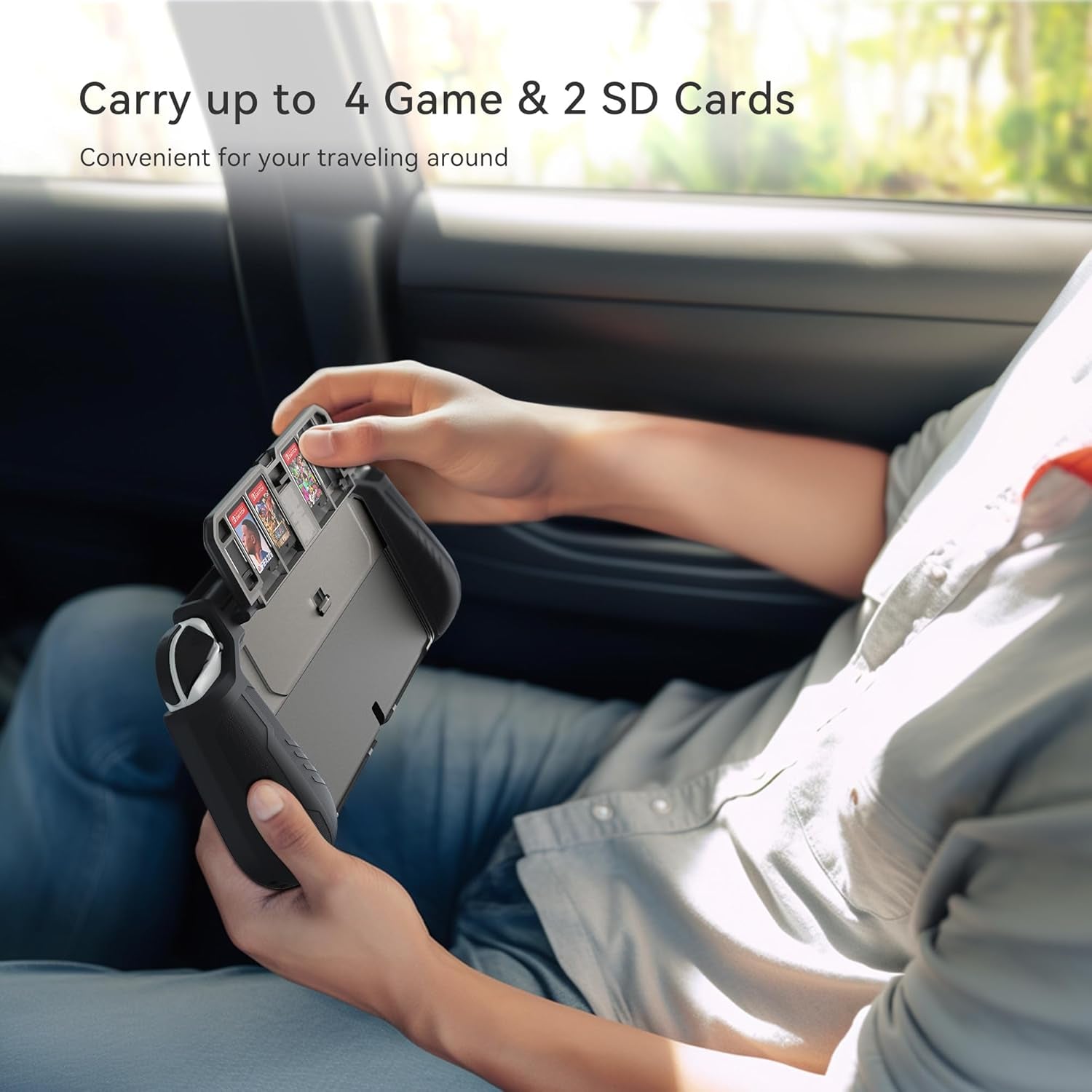 Switch OLED Case with Flip Design Game Storage,  Dockable Protective Case for Nintendo Switch OLED 2021, TPU Grip Portable Cover for 7 Inch and Joy-Con Controller, Black