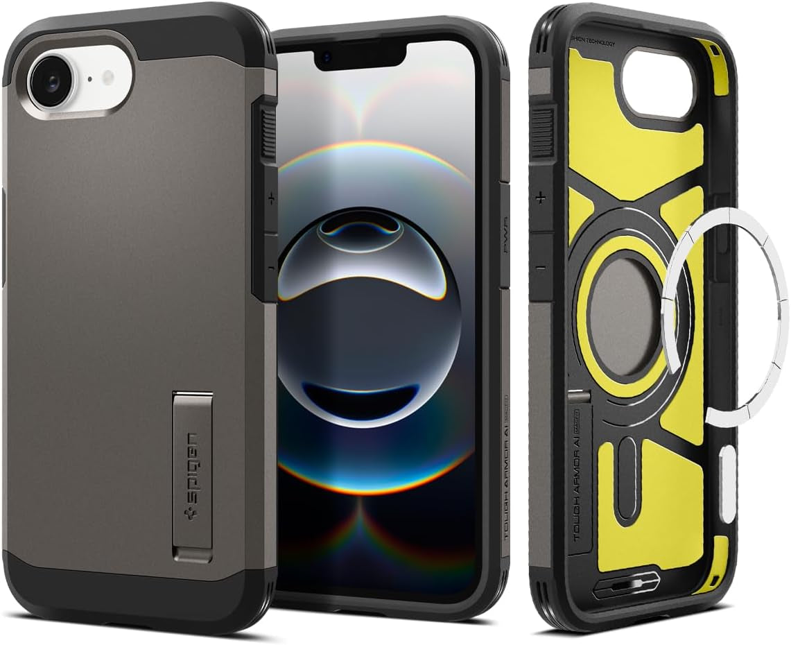 for Iphone 16E Case, Tough Armor (Ai) Magfit [Compatible with Magsafe Accessories] [Kickstand] [Military-Grade Protection] - Frost Black