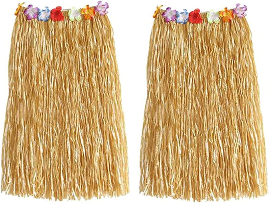Flowered Luau Hula Skirts for Luau Party Hawaiian Theme Halloween Costume Pack of 2