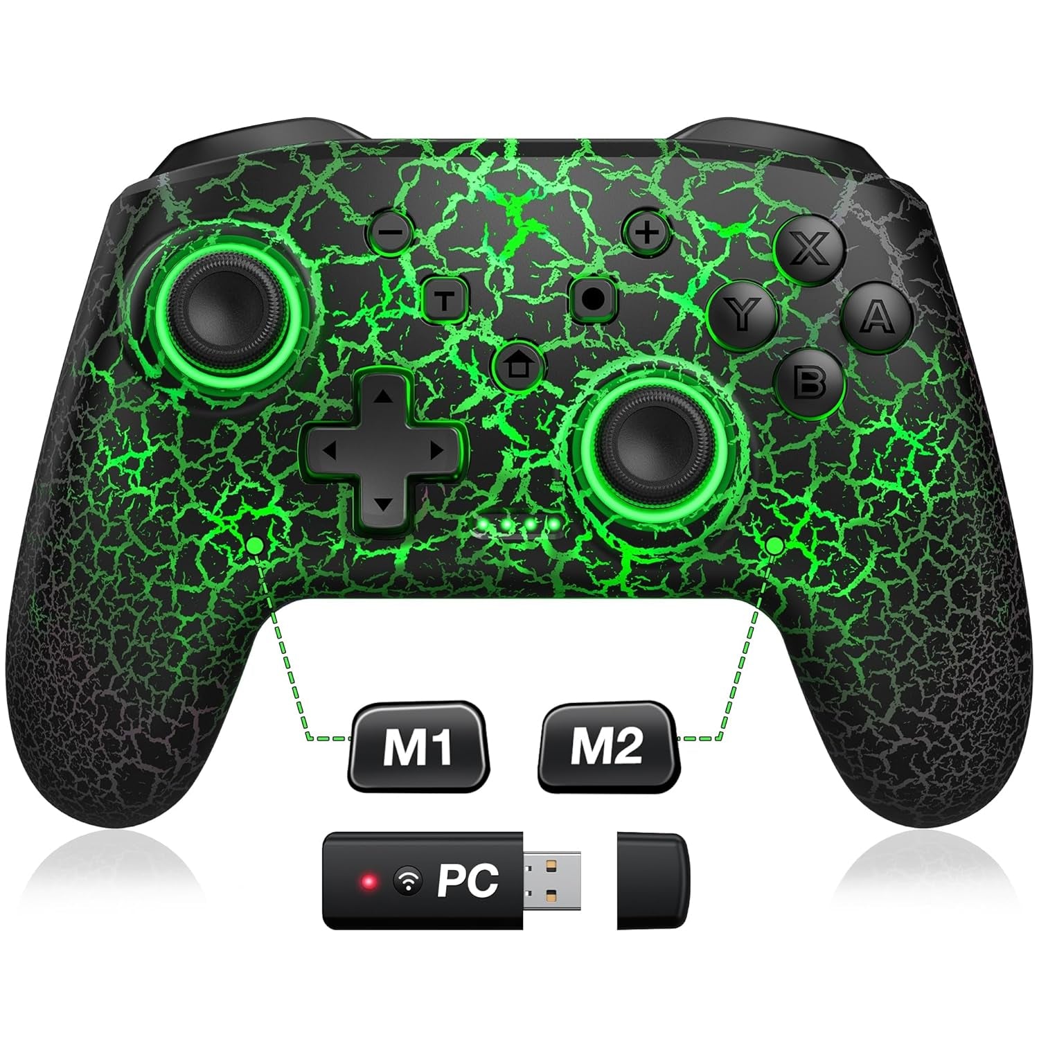 Wireless Switch Controller for Nintendo Switch/Lite/Oled Controller, Switch Controller with a Mouse Touch Feeling on Back Buttons, Extra Switch Pro Controller with Wake-Up,Programmable, Turbo -Black