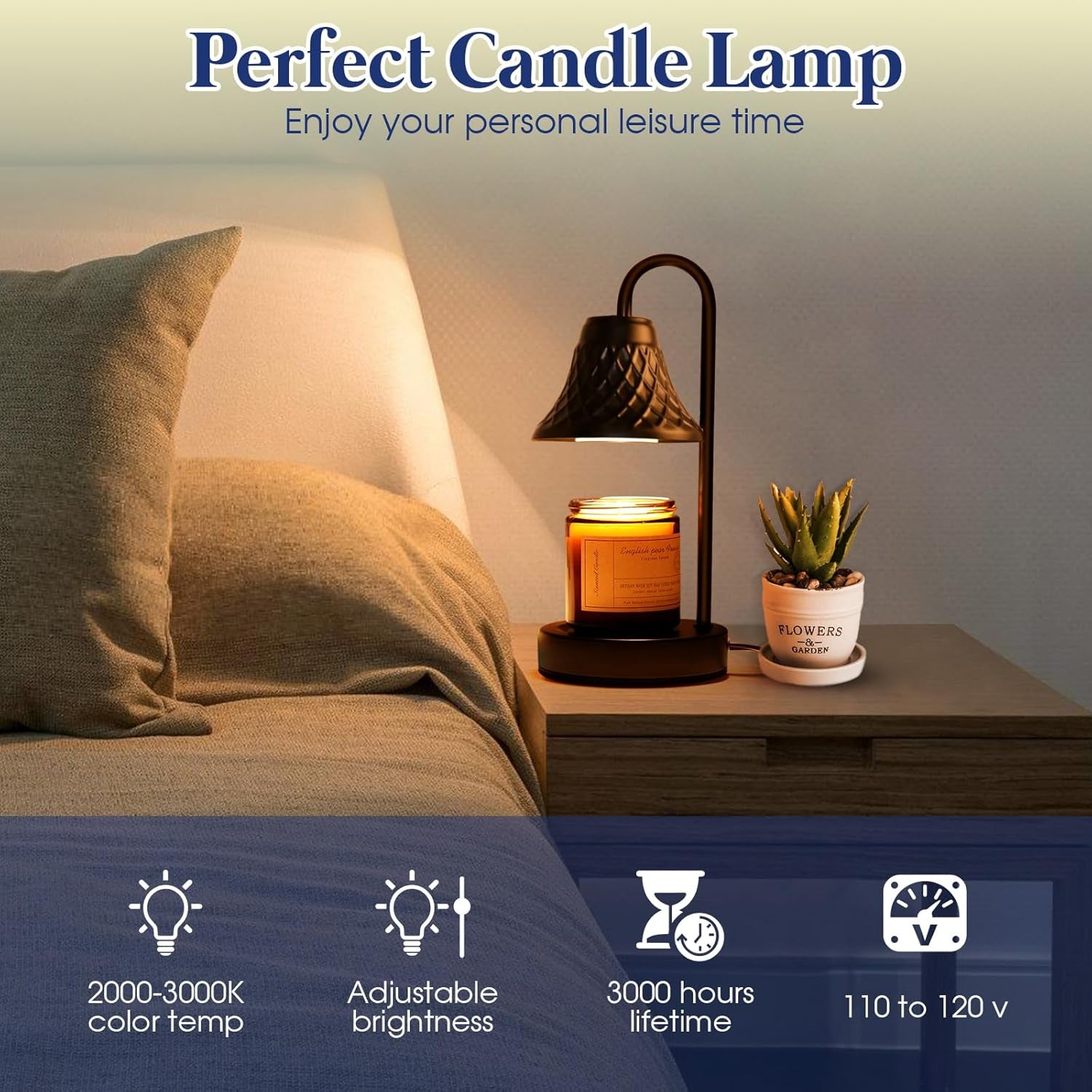Electric Candle Warmer Lamp with Timer, Wax Warmer for Scented Wax Embellish Life, Relieve Stress, Fall Asleep Easily Fits All Candle Jar - Black Candle Lamp for Home Decor Gifts