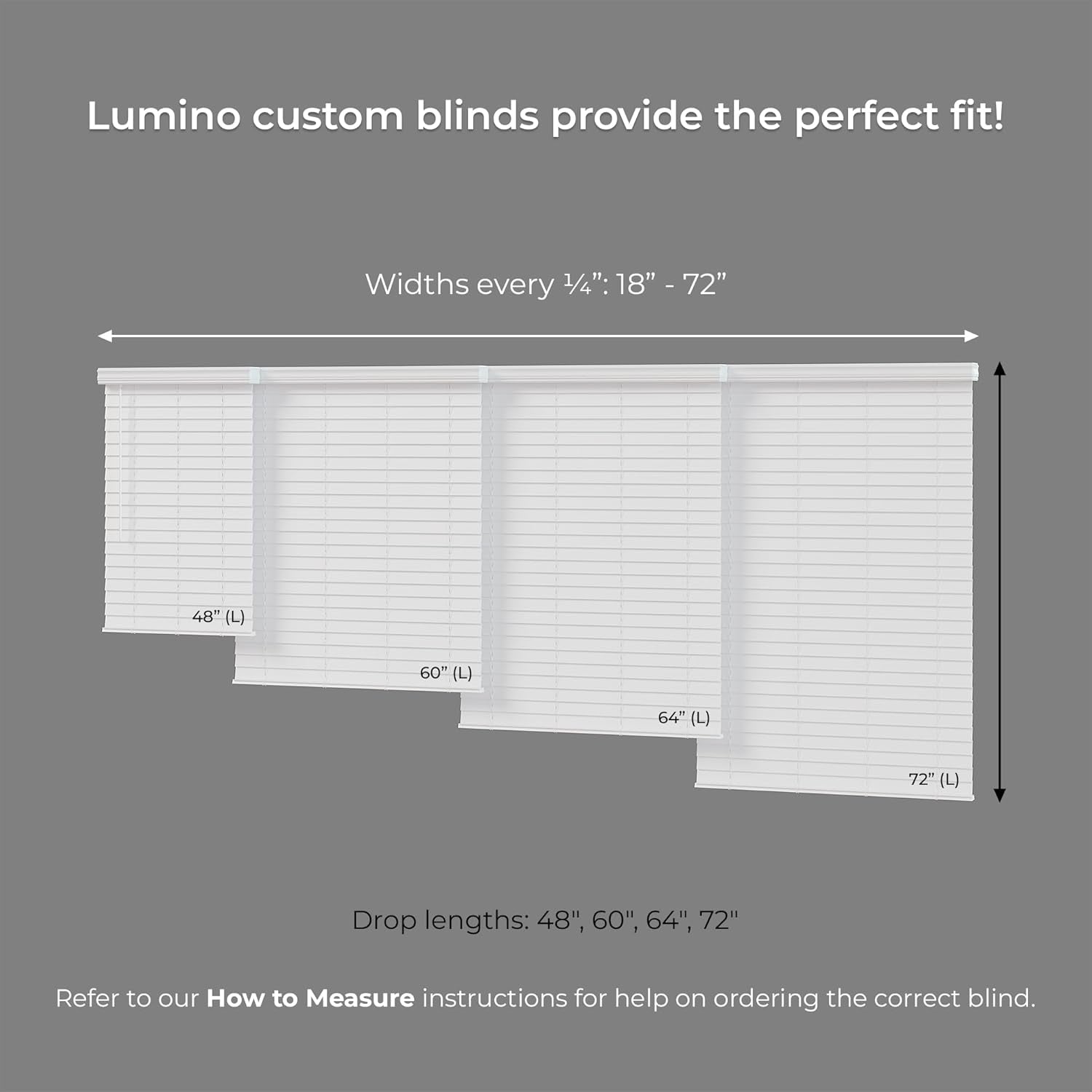 2.5 Inch Cordless Faux Wood Blind, 34" W X 60" L - White Plantation Style Venetian Blinds, over 400 Custom Sizes Starting at 29.97, Room Darkening Shades for Interior Windows by