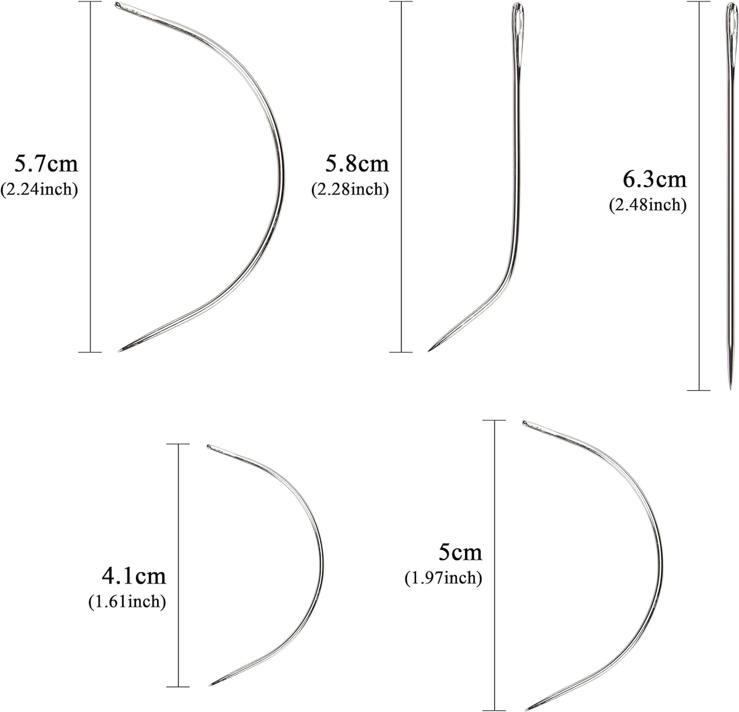 Needle and Thread for Hair Extensions 3 Rolls Hair Weave Sewing Threads with 10 Pcs C J I Shape Curved Upholstery Needles for Hand Sewing, Hair Extensions, Making Wigs DIY (10+3, Black)