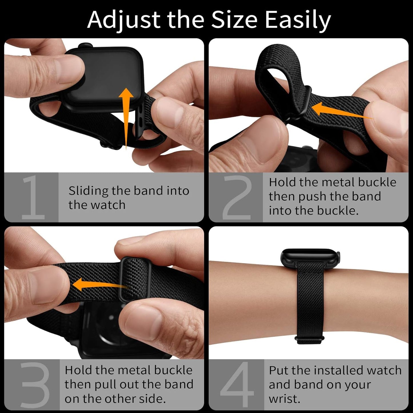 Slim Stretchy Bands Compatible with Apple Watch Band 41Mm 40Mm 38Mm, Women Elastics Nylon Thin Band Strap for Iwatch SE2 SE Series 9 8 7 6 5 4 3 2 1 (Black/Black, 41Mm 40Mm 38Mm)