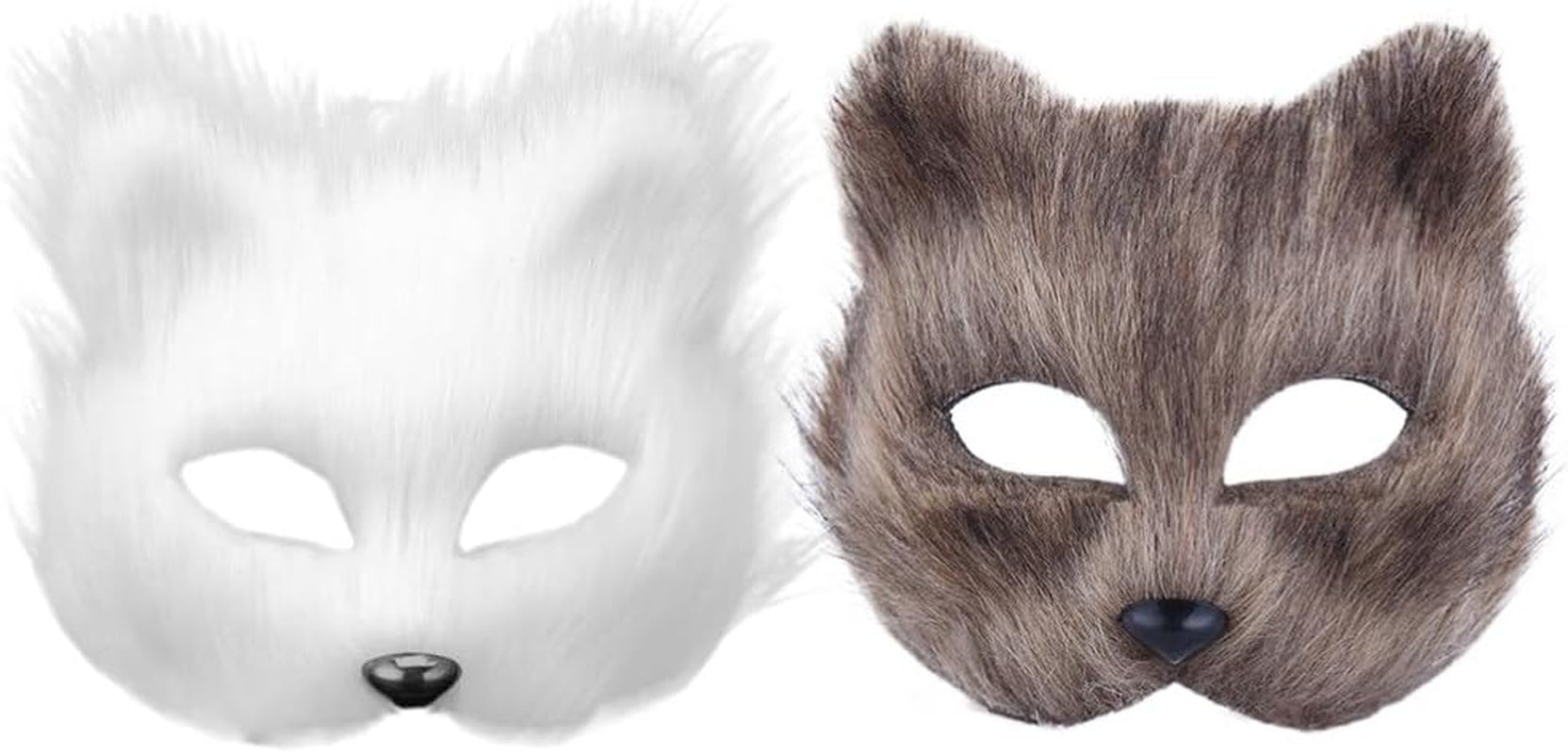 2Pcs Mask Halloween Fox Therian Mask Cosplay Costume Half Face Animal Furry Party Halloween Eye Cat Masks Halloween Costumes