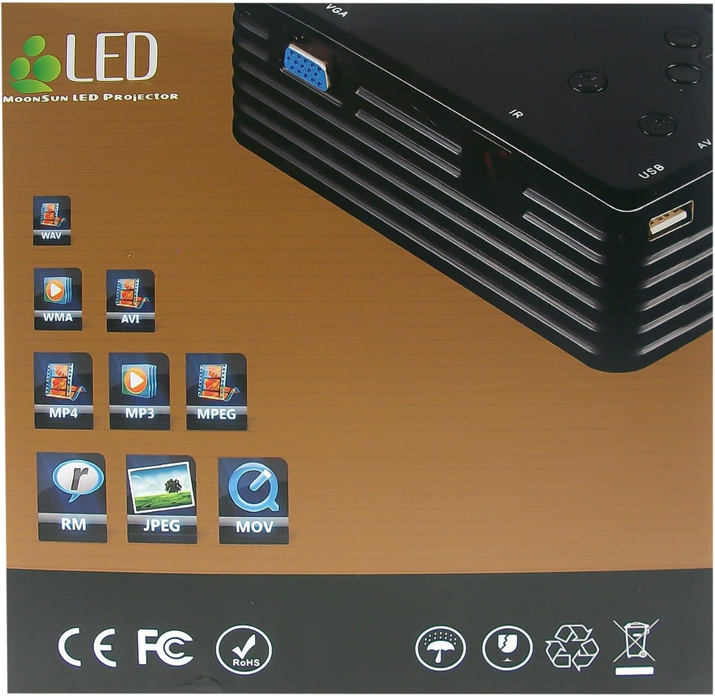 INNOLIFE 720P Mini Projector, Portable Projector for Outdoor Indoor Home, Input AV PC Laptop VGA HDMI USB SD CARD HDMI Video Gaming Console