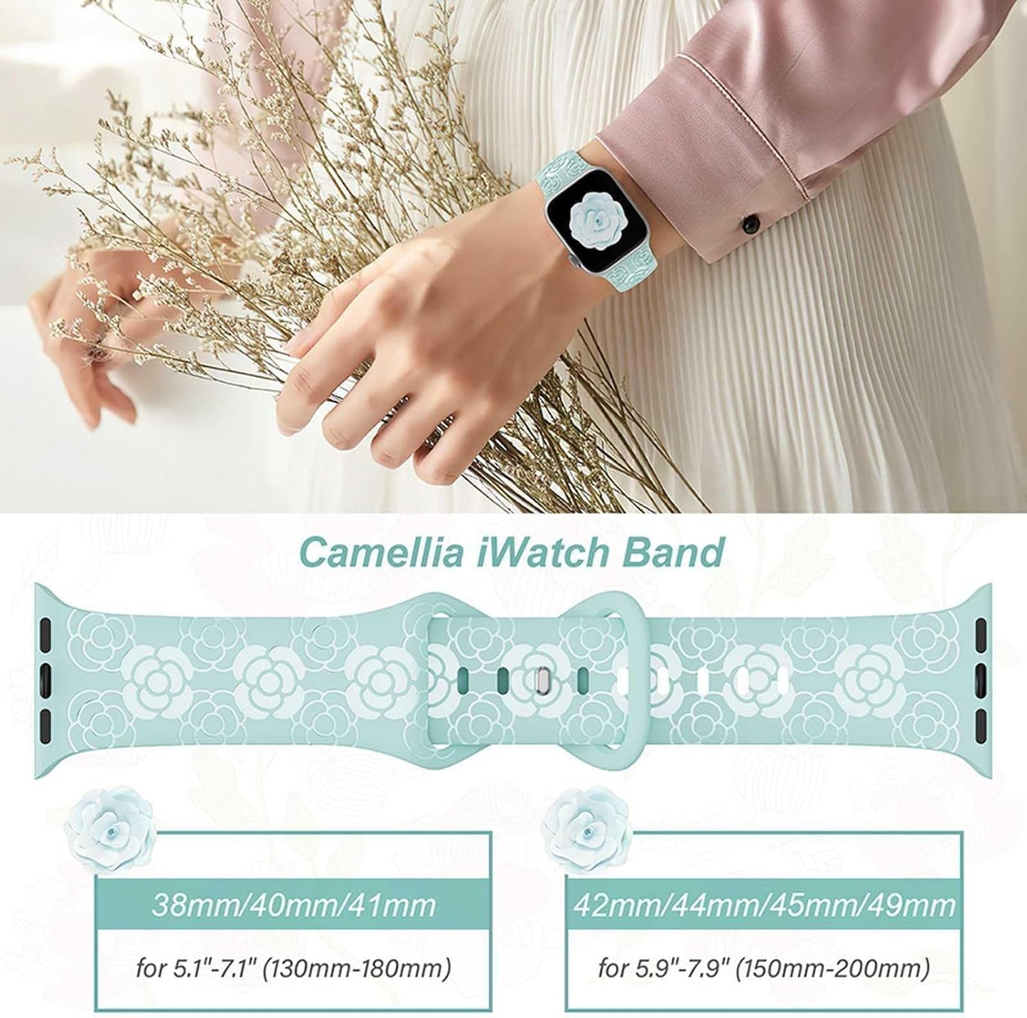 Floral Bands for Apple Watch 42Mm 44Mm 45Mm 49Mm Women, Soft Silicone Sport Straps with Cute Flower Patterns Compatible with Iwatch Bands Series Ultra SE 9 8 7 6 5 4 3 2 1