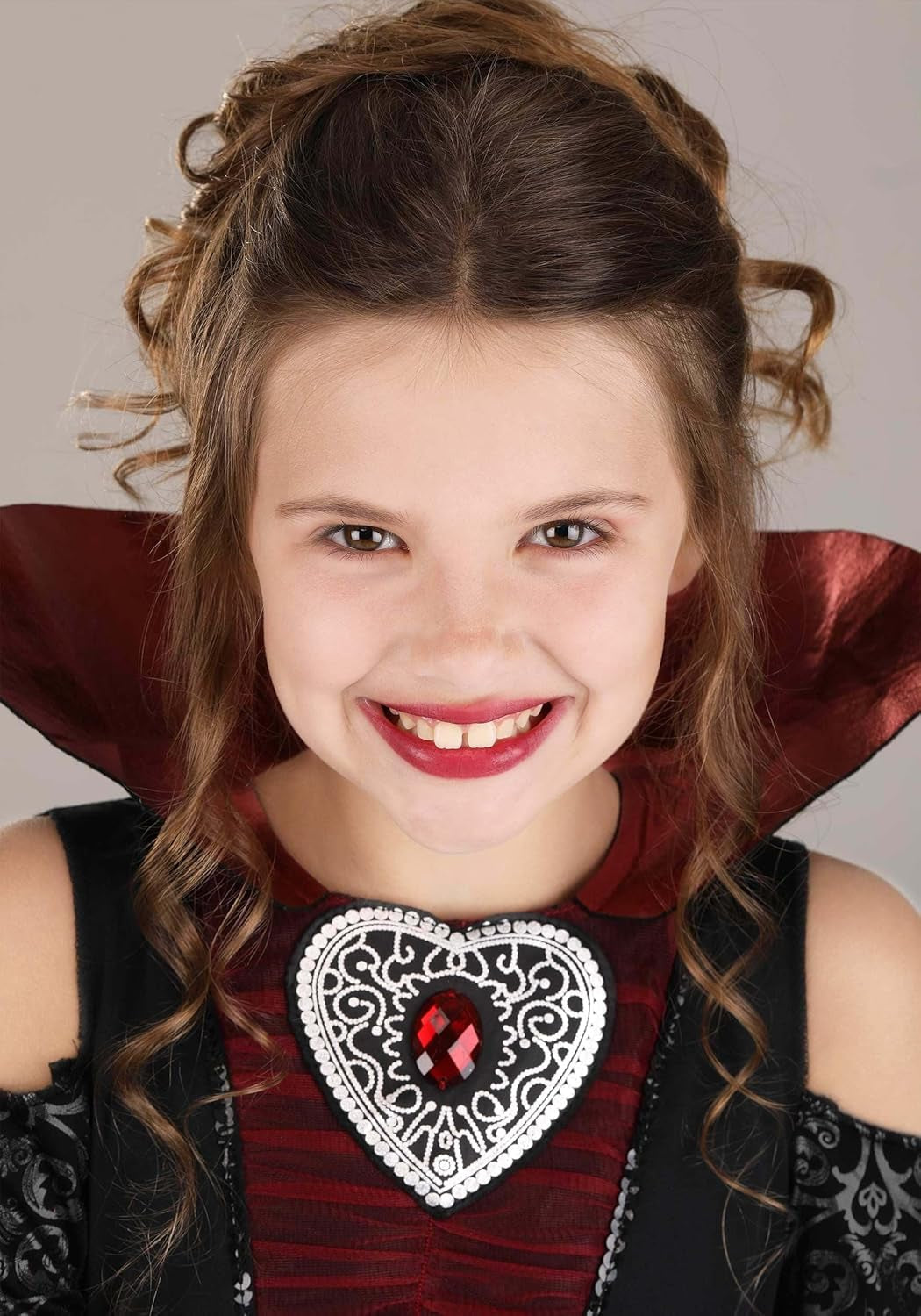 Girl'S Crimson Vampire Queen Costume, Child Vampiress Outfit for Halloween, Vampire Dress with Collar