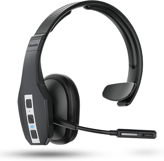 Trucker Bluetooth Headset (JBT600) with Tri-Mic Noise Cancelling, CVC 8.0, Mute Button, 60Hrs Battery Life – Wireless Headset for Truck Drivers, Cell Phones & Office Use TRUCK DRIVER