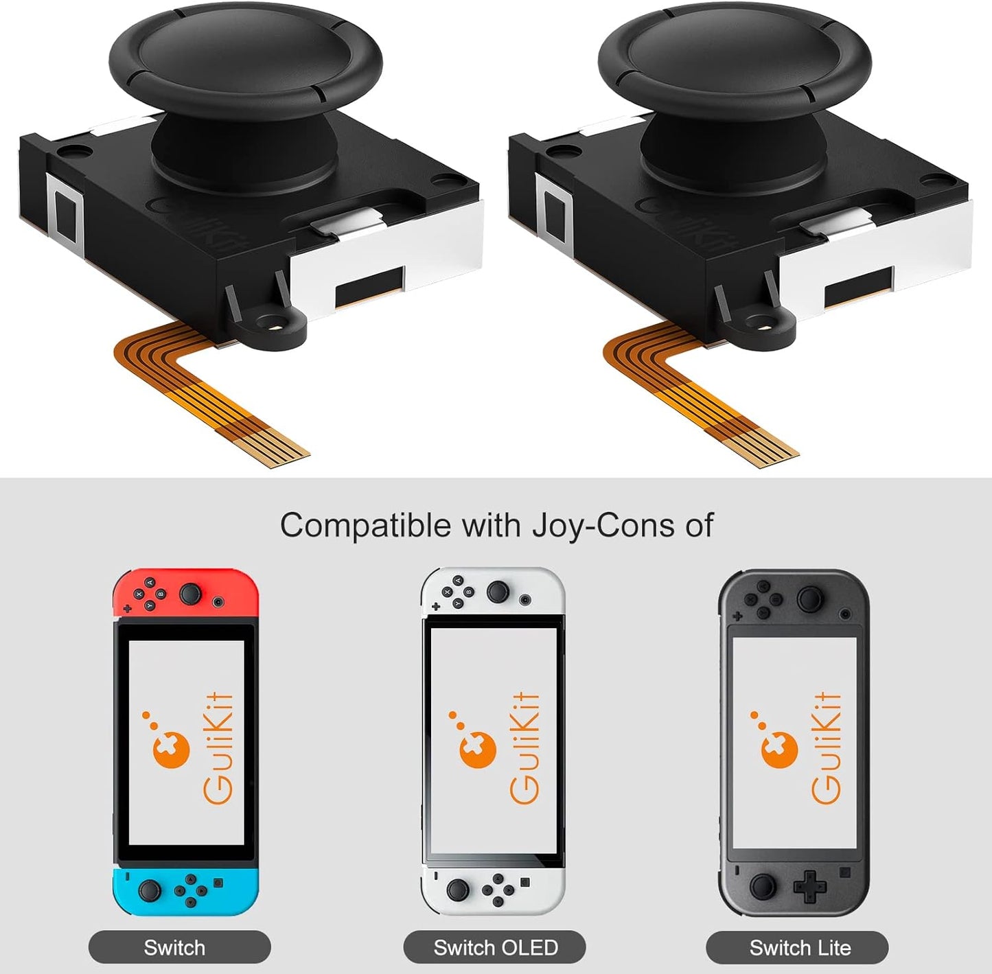 Gulikit Switch Joystick Replacement, No Drifting, Hall Effect Joystick for Switch Joycon, Switch OLED & Switch Lite, Include Repair Kit, Thumb Stick Cap (1 Pair)