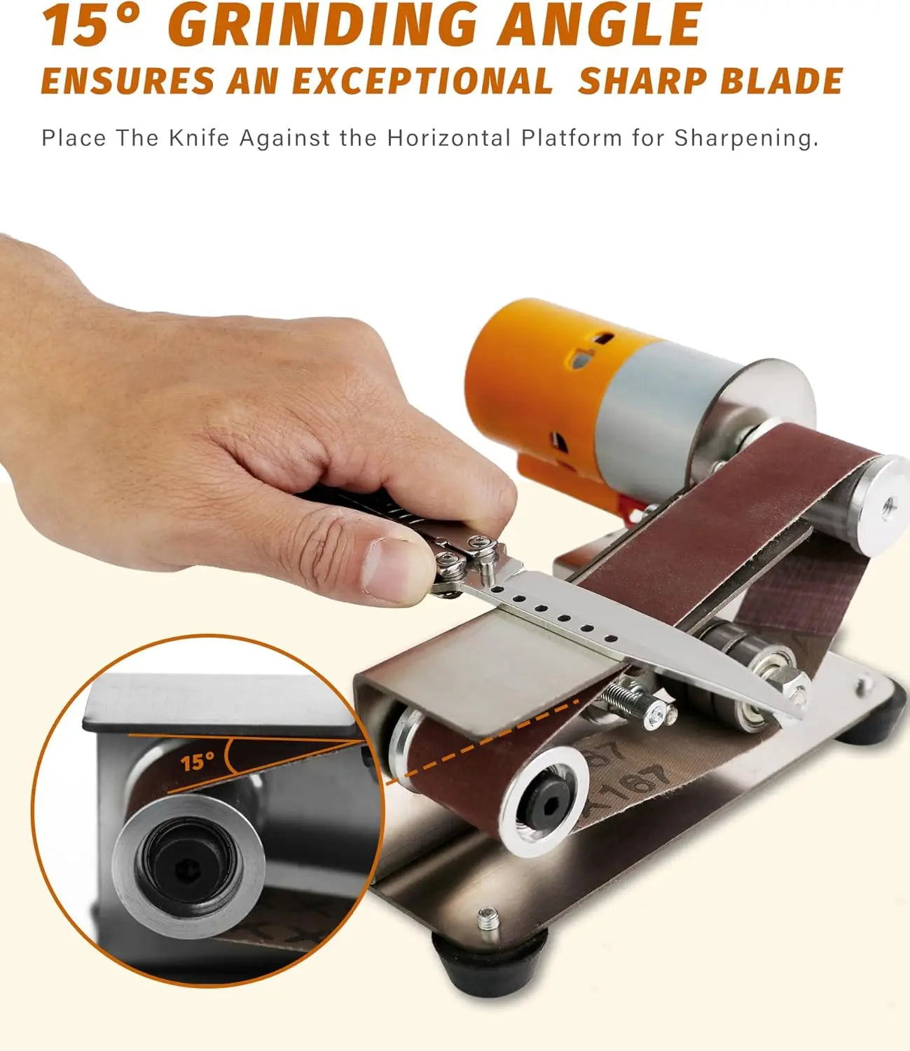 Mini Belt Sander Electric Spindle Sander 15° Belt Sander for Knife Making 7 Adjustable Speed Knife Polishing Kit