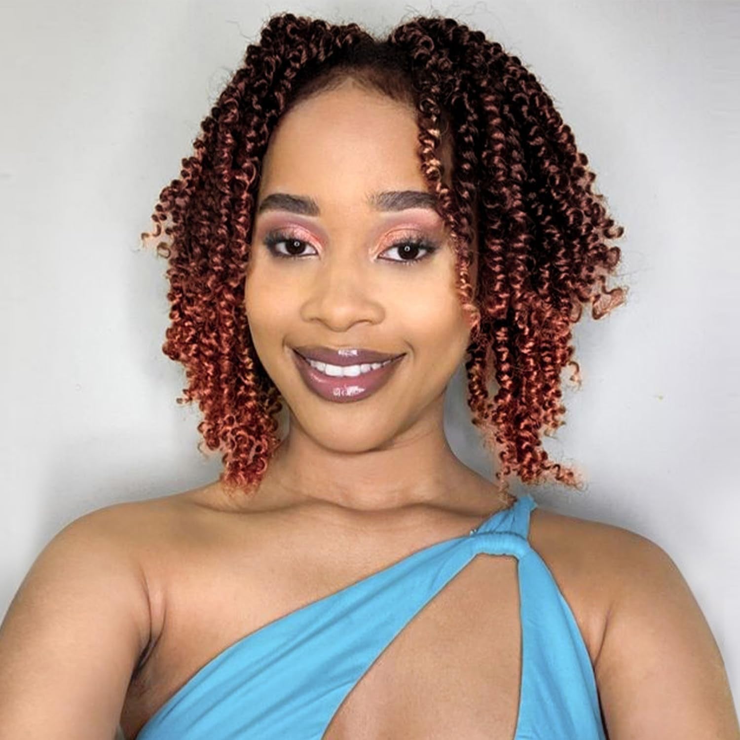 Passion Twist Hair 8 Inch, 8 Packs Passion Twist Crochet Hair for Black Women, Prelooped Crochet Twist Hair with Curly Ends (8Inch, T350#)