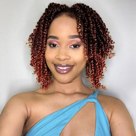 Passion Twist Hair 8 Inch, 8 Packs Passion Twist Crochet Hair for Black Women, Prelooped Crochet Twist Hair with Curly Ends (8Inch, T350#)