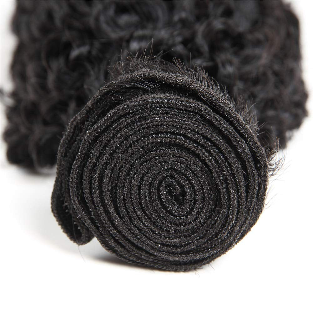 7A Mongolian Kinky Curly Human Hair Bundles 18/20/22 Inch Unprocessed Hair Weave Weft for Black Women Natural Color