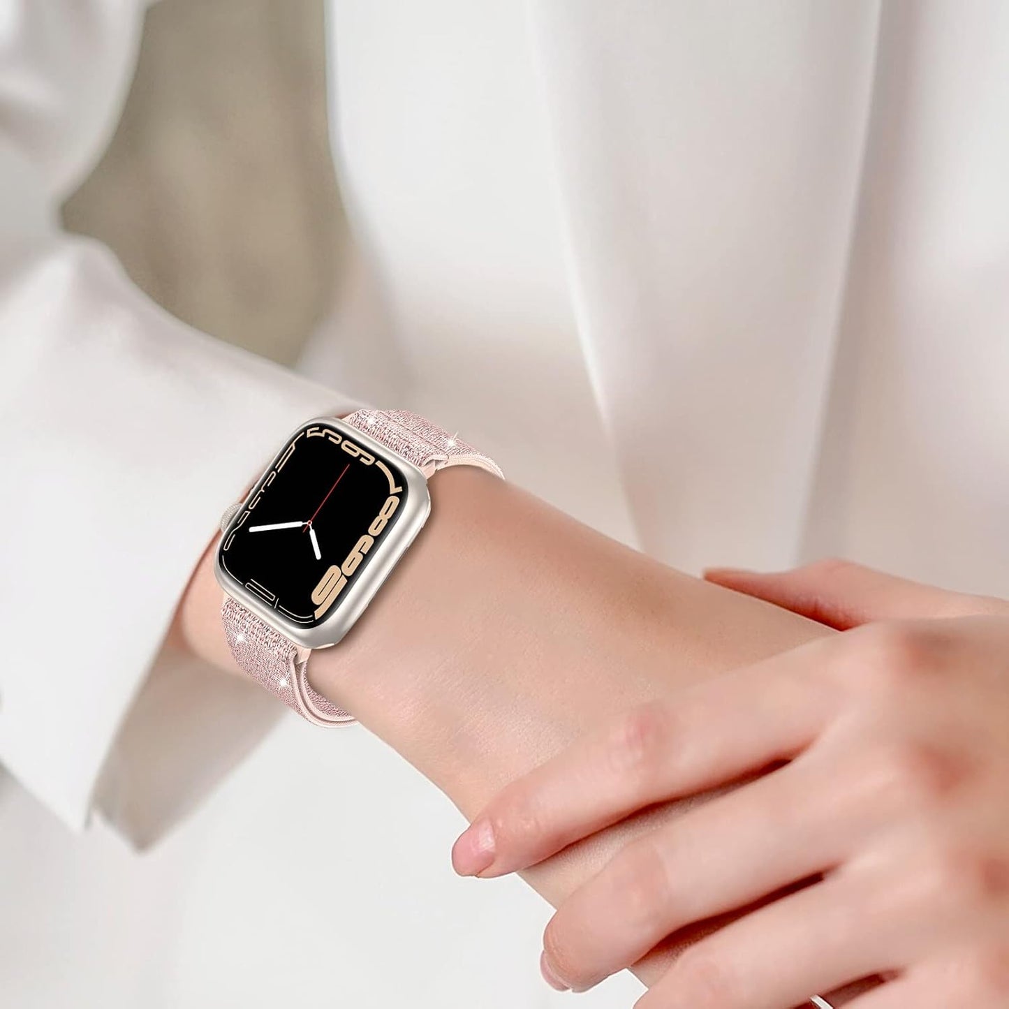 Waterproof Case and Glitter Stretchy Bands Compatible with Apple Watch Series 10 42Mm
