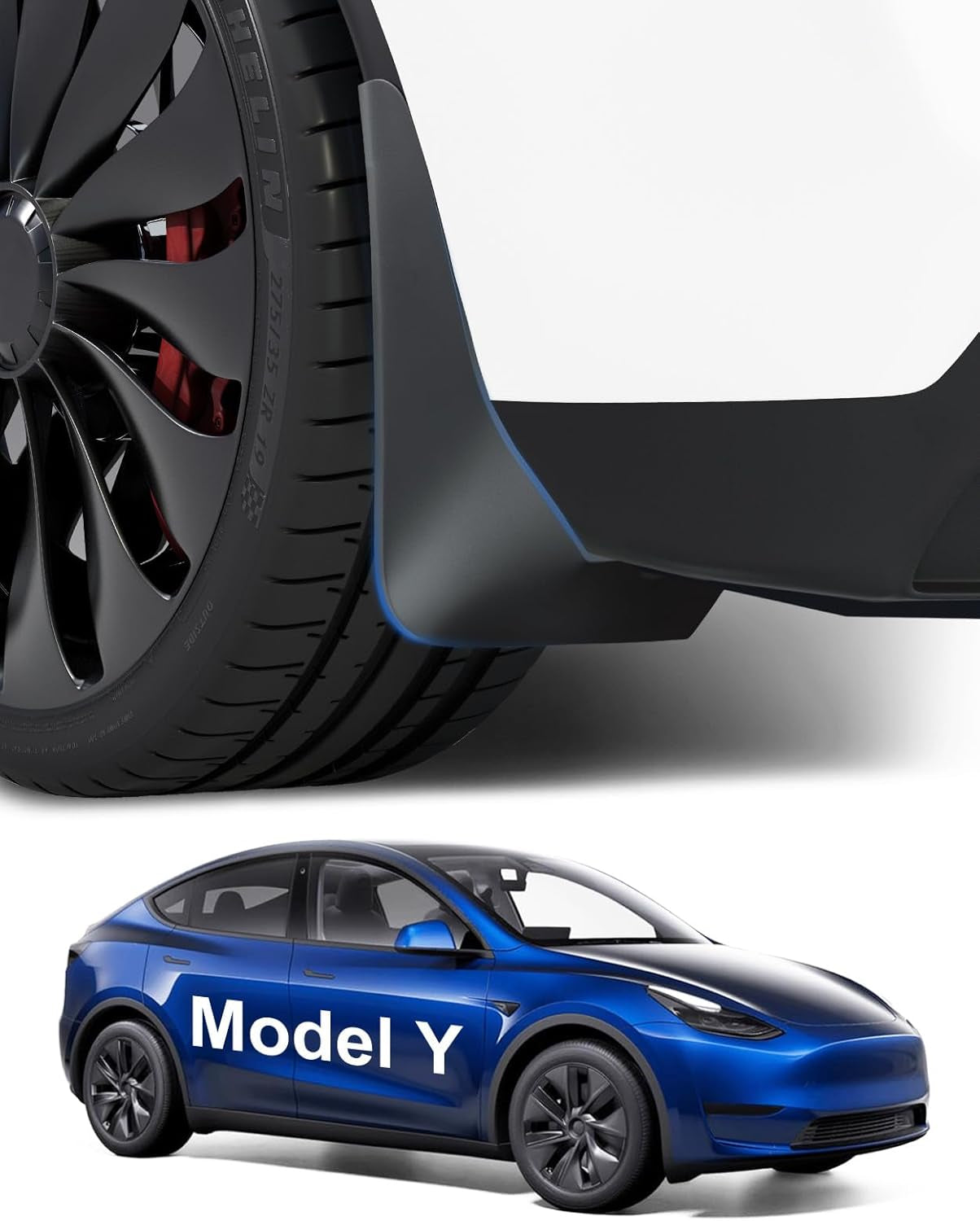 Tesla Model Y Mud Flaps, [No Drilling, Military-Grade Materials, Custom Fit], All-Weather Mud Splash Guards Design for Model Y (2020-2024), Car Must-Have Accessories 2024 Upgraded (Set of 4)