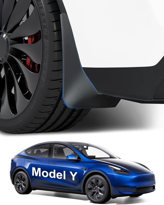 Tesla Model Y Mud Flaps, [No Drilling, Military-Grade Materials, Custom Fit], All-Weather Mud Splash Guards Design for Model Y (2020-2024), Car Must-Have Accessories 2024 Upgraded (Set of 4)