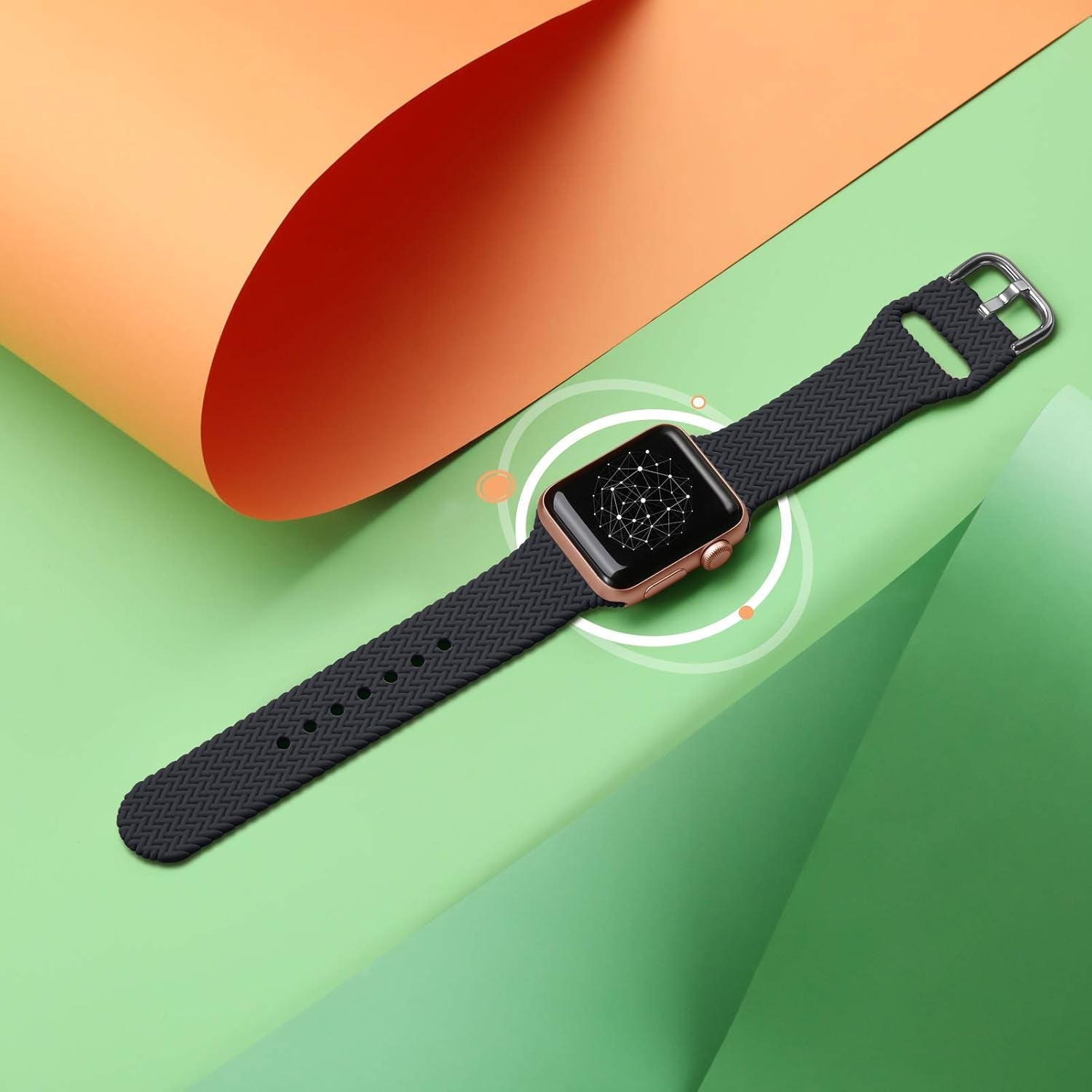 Compatible with Apple Watch Band 44Mm Women Men Series 6, Comfortable Flexible Textured Weave Pattern Sport Wristband for Apple Watch SE 42Mm Series 6 5 4 3 2 1, Charcoal