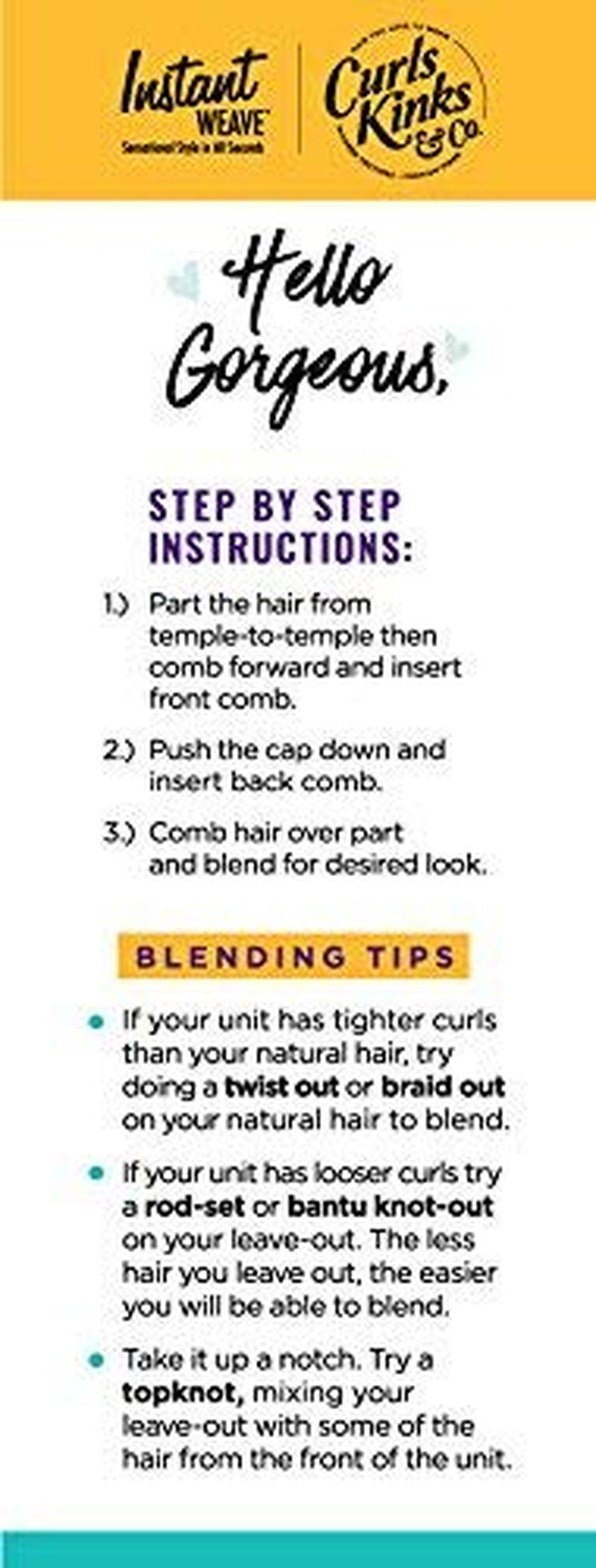 CKCO Halfwig - Synthetic Instant Weave Half Wig - Curls Kinks and Co RAIN MAKER (1B OFFBLACK)