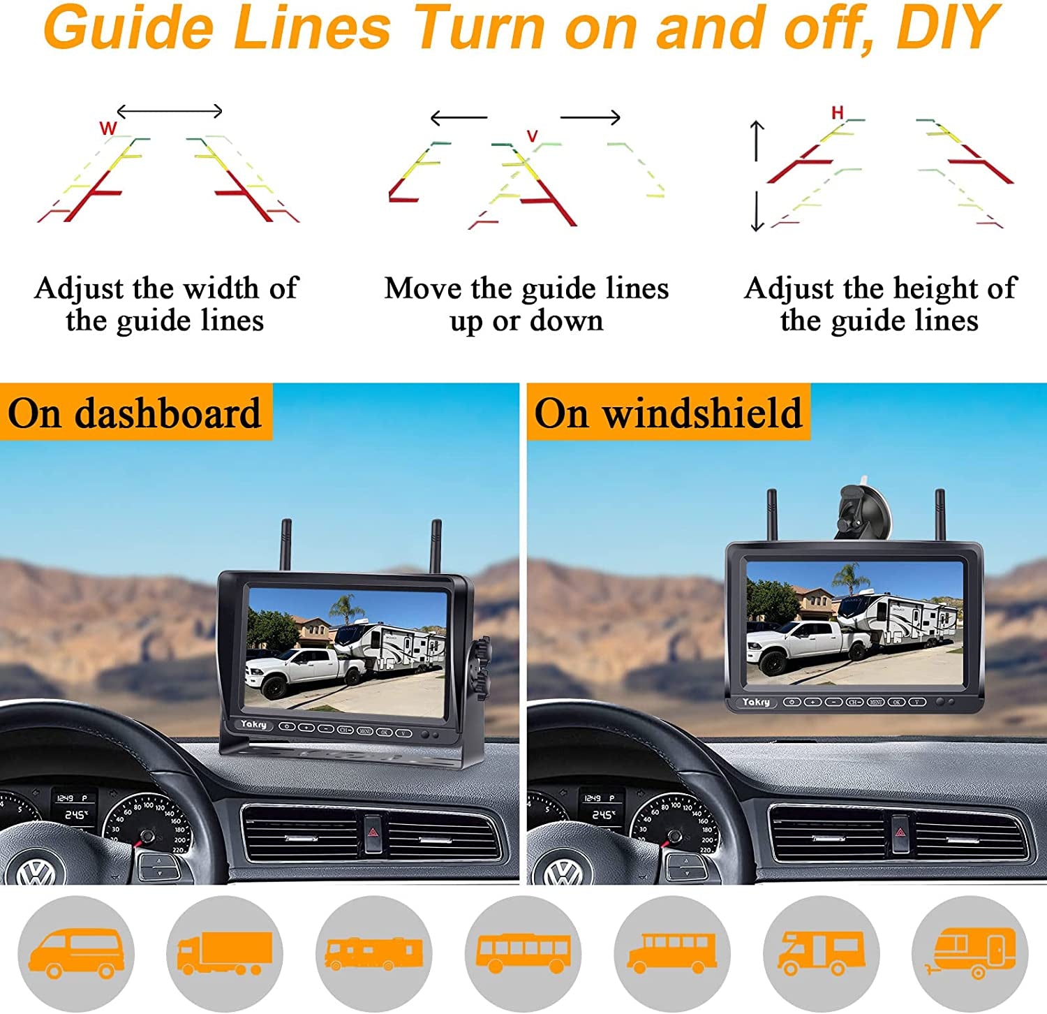 RV Backup Camera Wireless Plug and Play: Pre-Wired for Furrion System Recording Wide View Rear View Camera Clear Night Vision HD 1080P 7'' Touch Key Monitor for Trailer Camper Motorhome  Y27-N TRUCK DRIVER