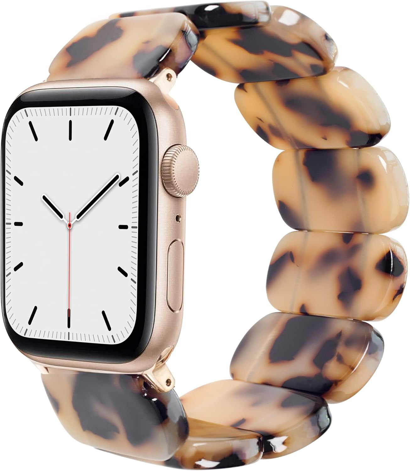 Tortoise Stretchy Watch Band Compatible with Apple Watch Serise Ultra/Se/8/7/6/5/4/3/2/1, Resin Cute Watch Strap Wristband for Iwatch Bracelet for Women, Men, Girls, 38/40/41Mm, 42/44/45/49Mm, Oval Version