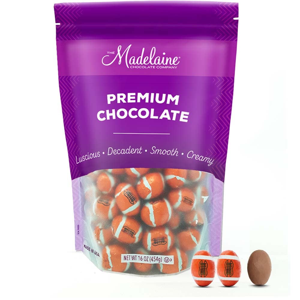 Madelaine Premium Milk Chocolate Footballs Wrapped in Italian Foil - Super Bowl Party Favor Candy (1 LB)