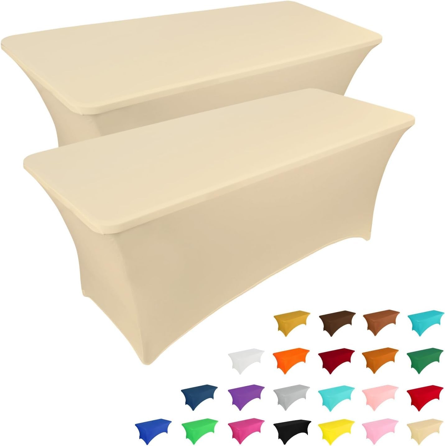 2 Pack 6FT Table Cloth for Rectangular Fitted Events Stretch Black Table Covers Washable Table Cover Spandex Tablecloth Table Protector for Party, Wedding, Cocktail, Banquet, Festival