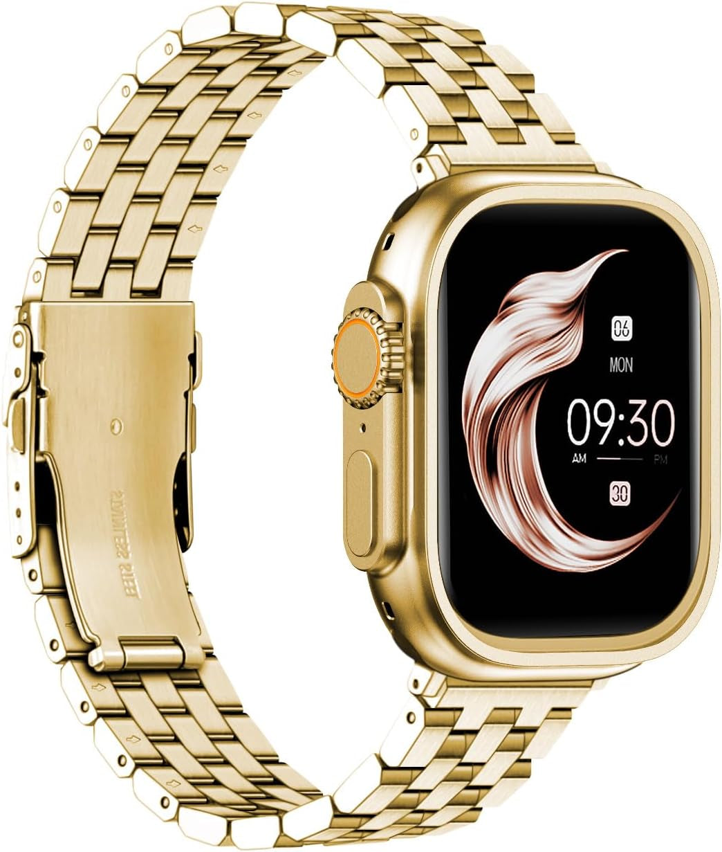 Metal Watch Band for Men Women Fit for Apple Watch 38Mm/40Mm/41Mm/42Mm/44Mm/45Mm/49Mm Compatible with Iwatch Series 10/9/8/7/6/5/4/3/2/1/ Se/Ultra Polished Strap Replacement Bracelet