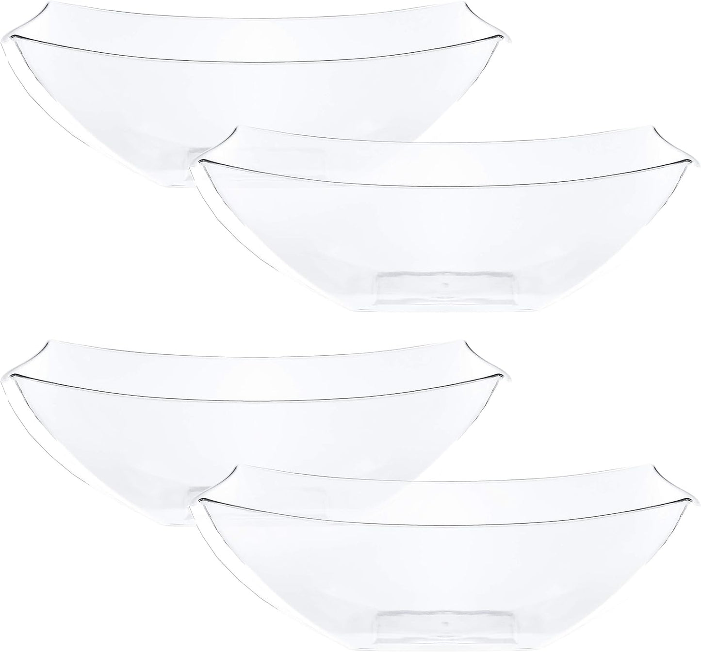 Disposable Square Serving Bowls, Party Snack or Salad Bowl, Plastic 2 Green & 2 Red 32 Ounce Pack of 4 32 OUNCE