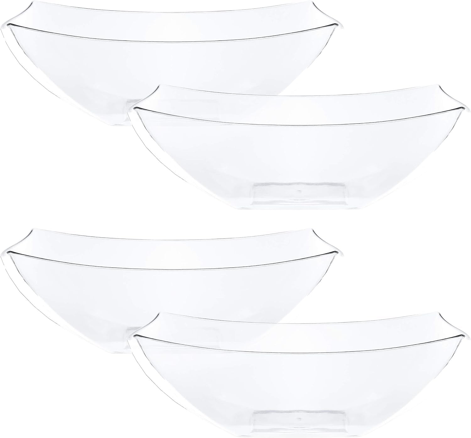 Disposable Square Serving Bowls, Party Snack or Salad Bowl, Plastic 2 Green & 2 Red 32 Ounce Pack of 4 32 OUNCE