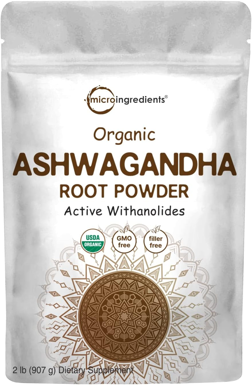 Organic Ashwagandha Root Powder | 2 Pound, No Filler, No Additives, Highly Purified | Active Withanolides, Adaptogenic Ayurvedic Herbal Supplements, No GMO, Gluten Free, India Origin TLBH