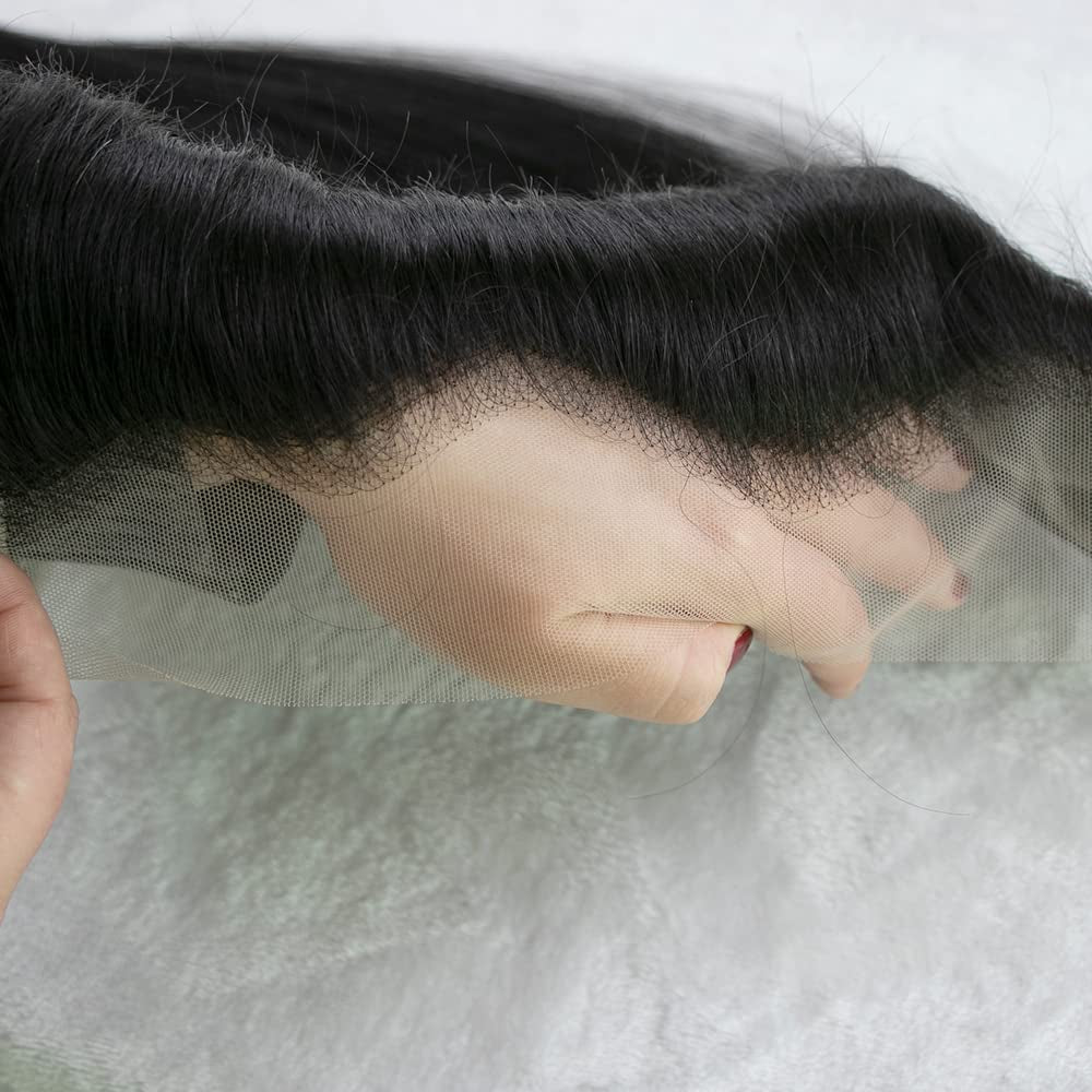 Straight 13X4 HD Lace Frontal Human Hair Extensions Ear to Ear HD Frontal Closure Brazilian Straight Transparent 130% Density Lace Frontal Human Hair