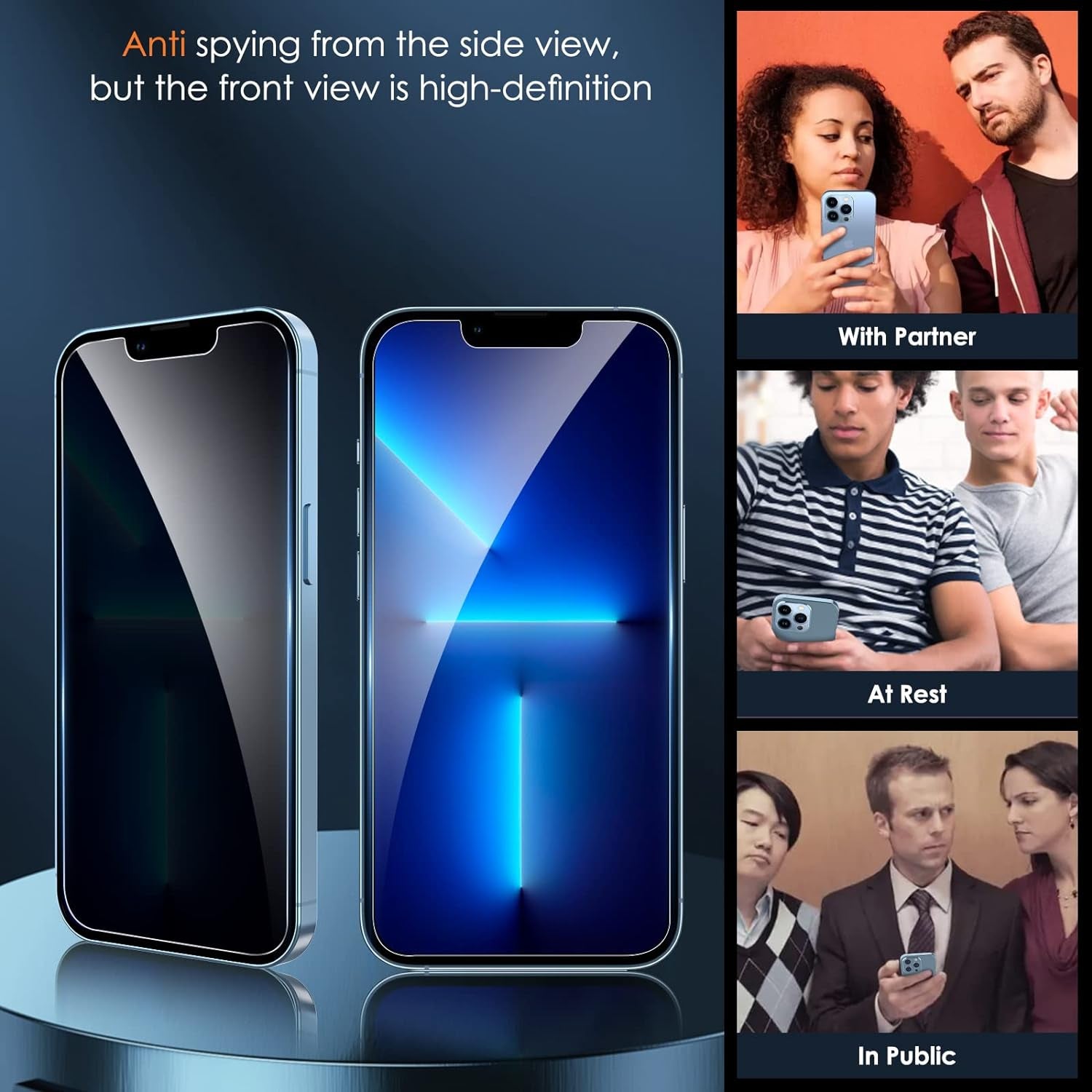 2 Pack for Iphone 16E / Iphone 14 /Iphone 13 /Iphone 13 Pro Privacy Screen Protector, anti Spy Privacy Screen for Iphone 14/13/13 Pro/16E Accessories, Private Case Friendly Film