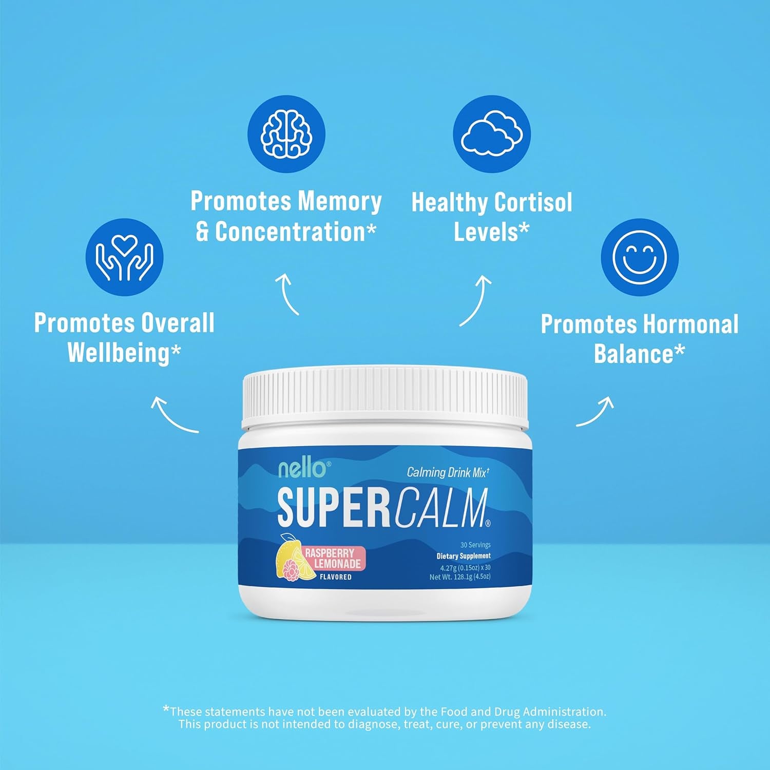 Supercalm Drink Mix - Ashwagandha KSM 66, Magnesium Glycinate, L-Theanine, Vitamin D3 - Ashwagandha Root Extract, Magnesium & L-Theanine Supplement - Focus & Support (30 Servings) TLBH