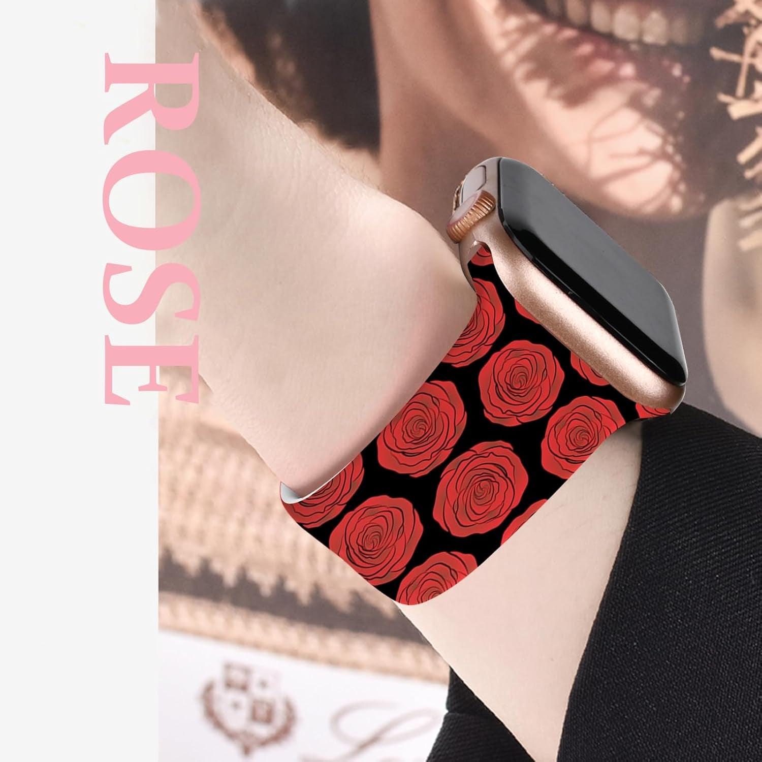Floral Silicone Band Compatible with Apple Watch Bands for Women, 38Mm 40Mm 41Mm 42Mm 44Mm 45Mm 49Mm, for Iwatch Band Series 9 SE Ultra 8 7 6 5 4 3 2 1
