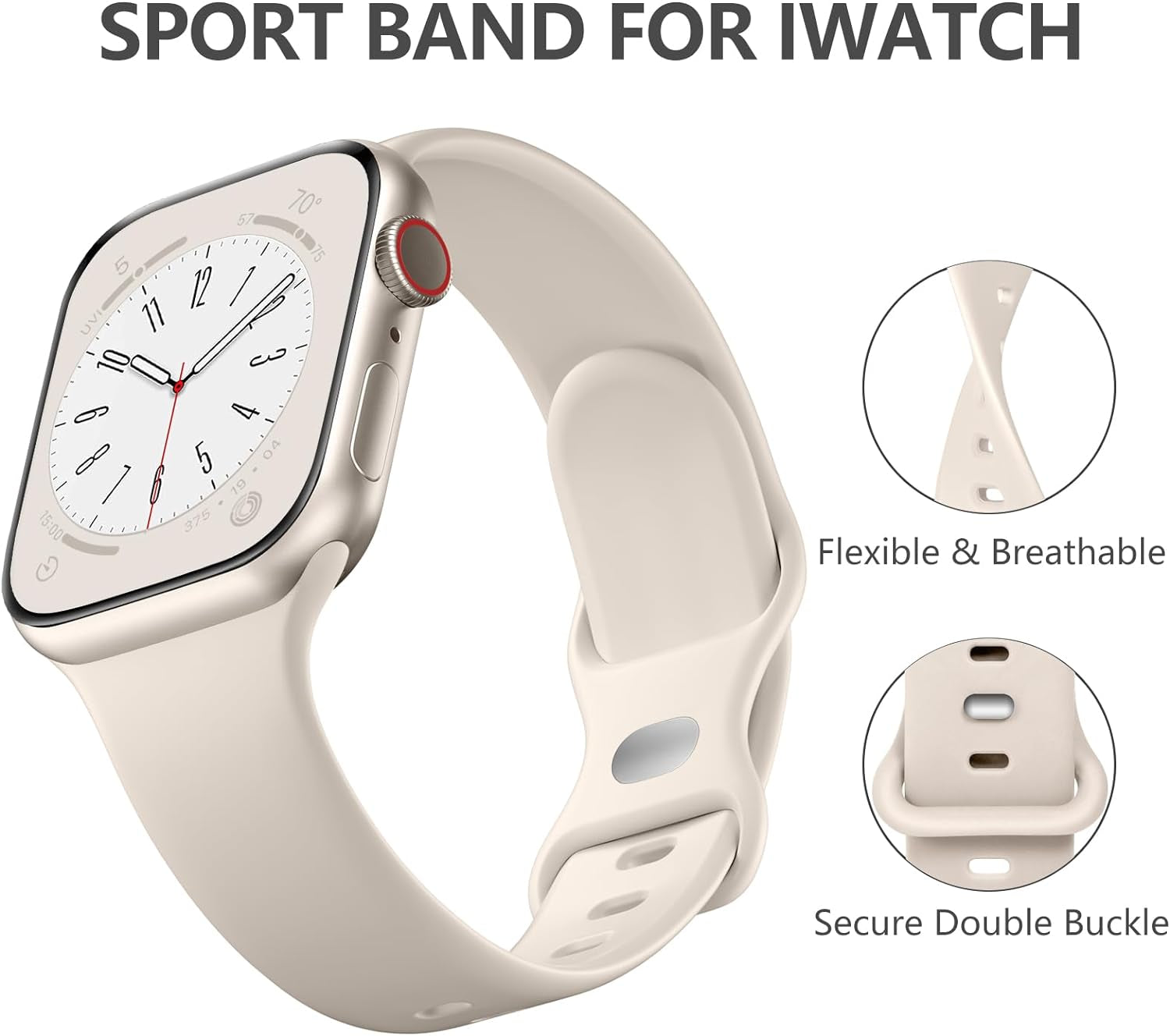 Sport Band Compatible with Apple Watch Band 38Mm 40Mm 41Mm 42Mm 44Mm 45Mm 49Mm for Women Men, Soft Silicone Waterproof Replacement Strap for Apple Watch SE Iwatch Series 9 Series 8 Series 7 6 5 4 3 2 1 Ultra/Ultra 2