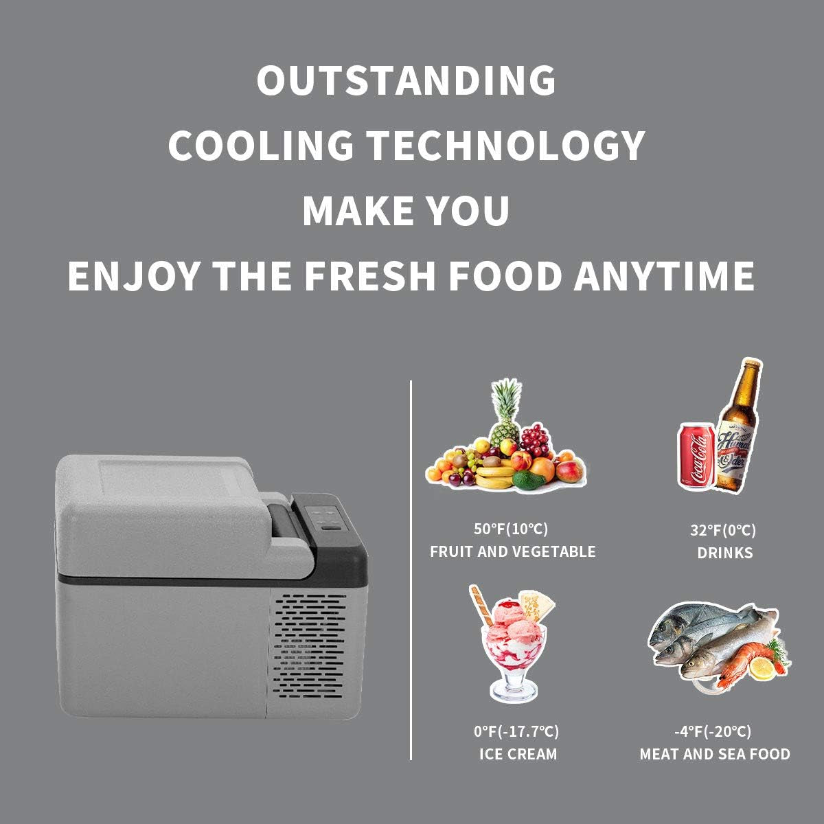 C12 Portable Freezer, 12 Volt Car Refrigerator, 13 Quart (12 Liter) Fast Cooling, 12/24V DC and 100-240V AC for Outdoor, Camping, RV, Truck, Boat TRUCK DRIVER