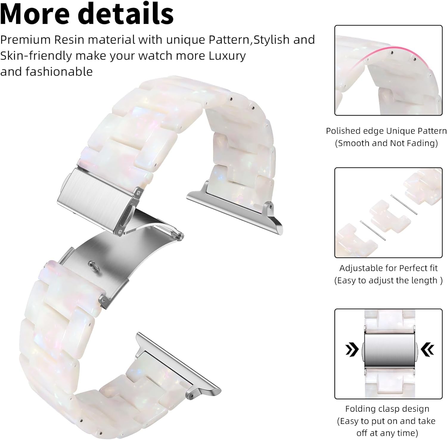 Compatible with Resin Apple Watch Band 40Mm 38Mm 41Mm Women Men, Light Stylish Resin Bracelet Iwatch Replacement Bands with Stainless Steel Buckle for Iwatch Series 9/8/7/6/5/4/3/2/1/SE Colorful